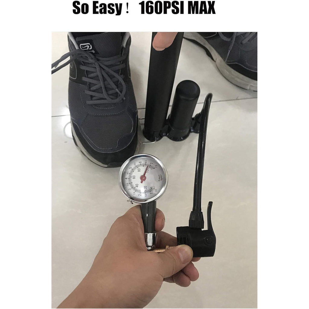 Bike Pump, Air Bicycle Pump Inflator for Presta and Schrader Valve Tire Ball Bike Portable Pumps 160PSI & 11BAR