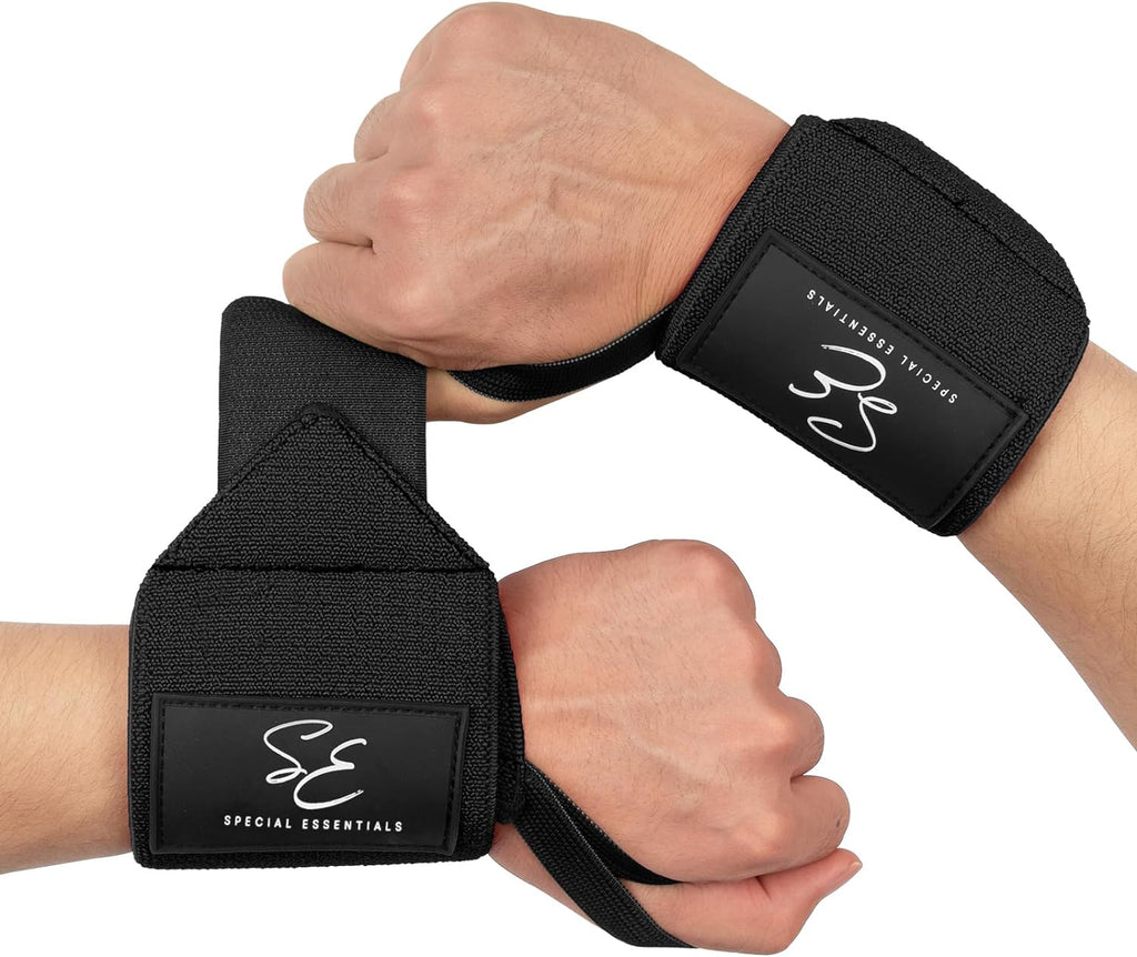 Special Essentials Stiff Unisex Heavy-Duty Black Wrist Wraps (1 Pair)