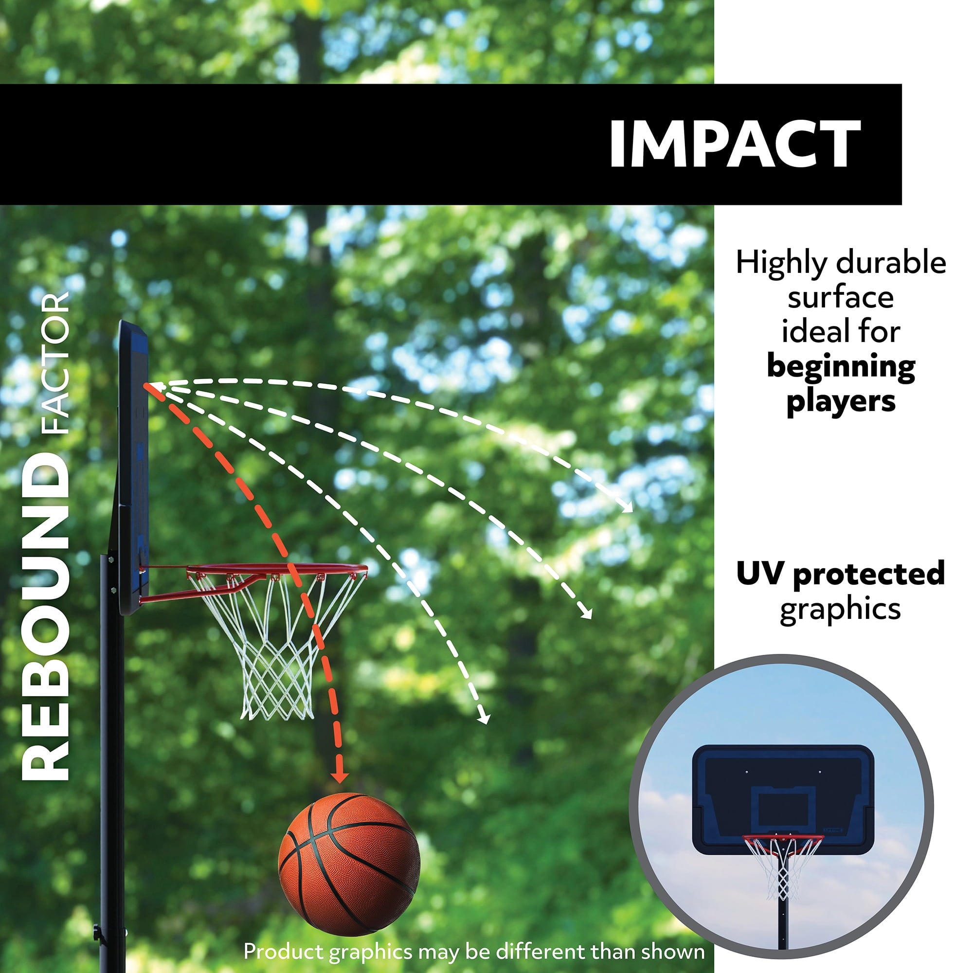 Lifetime Impact 44" Polyethylene Basketball Backboard and Rim Combo, (Model 90703)-Outdoor Play, 1 per pack
