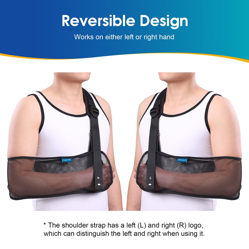 Mesh Arm Shoulder Sling Medical Shoulder Immobilizer for Shoulder Injury Torn Rotator Cuff, Breathable Arm Brace for Shower, Right Left Arm Stabilizes Elbow Arm Wrist Injury for Men Women (Black)