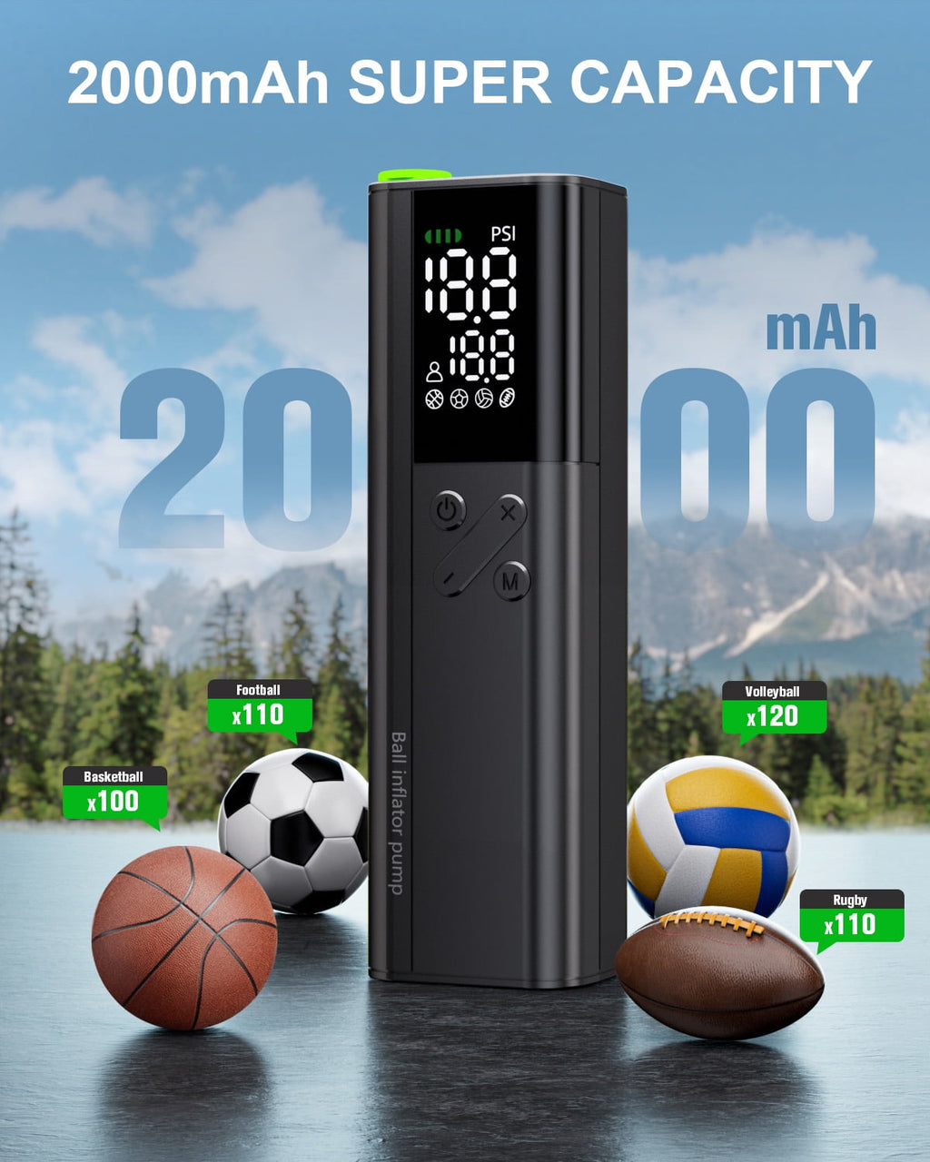 REHOTTOP Electric Ball Pump, 18 PSI Basketball Pump with Gauge, 6" Sports Ball Pump with Inflation Needle, 4X Faster Balls Air Pump for All Balls