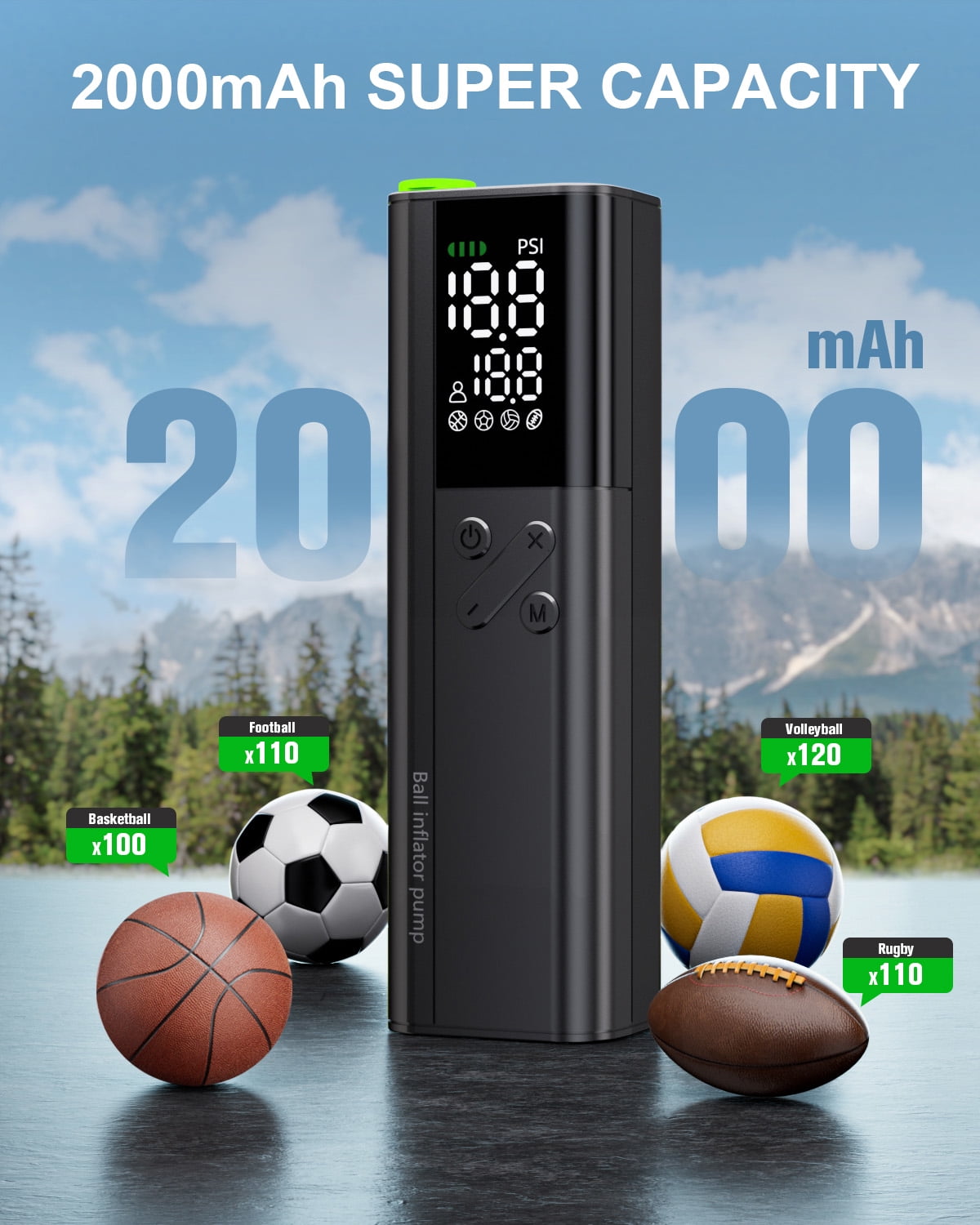 REHOTTOP Electric Ball Pump, 18 PSI Basketball Pump with Gauge, 6" Sports Ball Pump with Inflation Needle, 4X Faster Balls Air Pump for All Balls