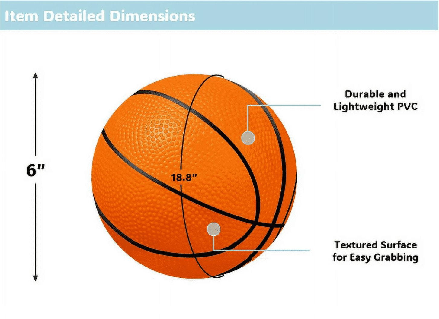 LATA 6" PVC Mini Basketballs for Indoor Hoops, Pools, and Parties - 4 Pack with Pump