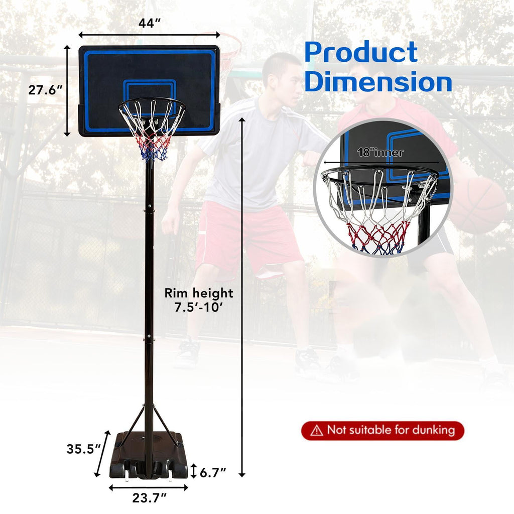 SUGIFT 7.5 ft - 10 ft 44 in Weatherproof Portable Basketball Systems