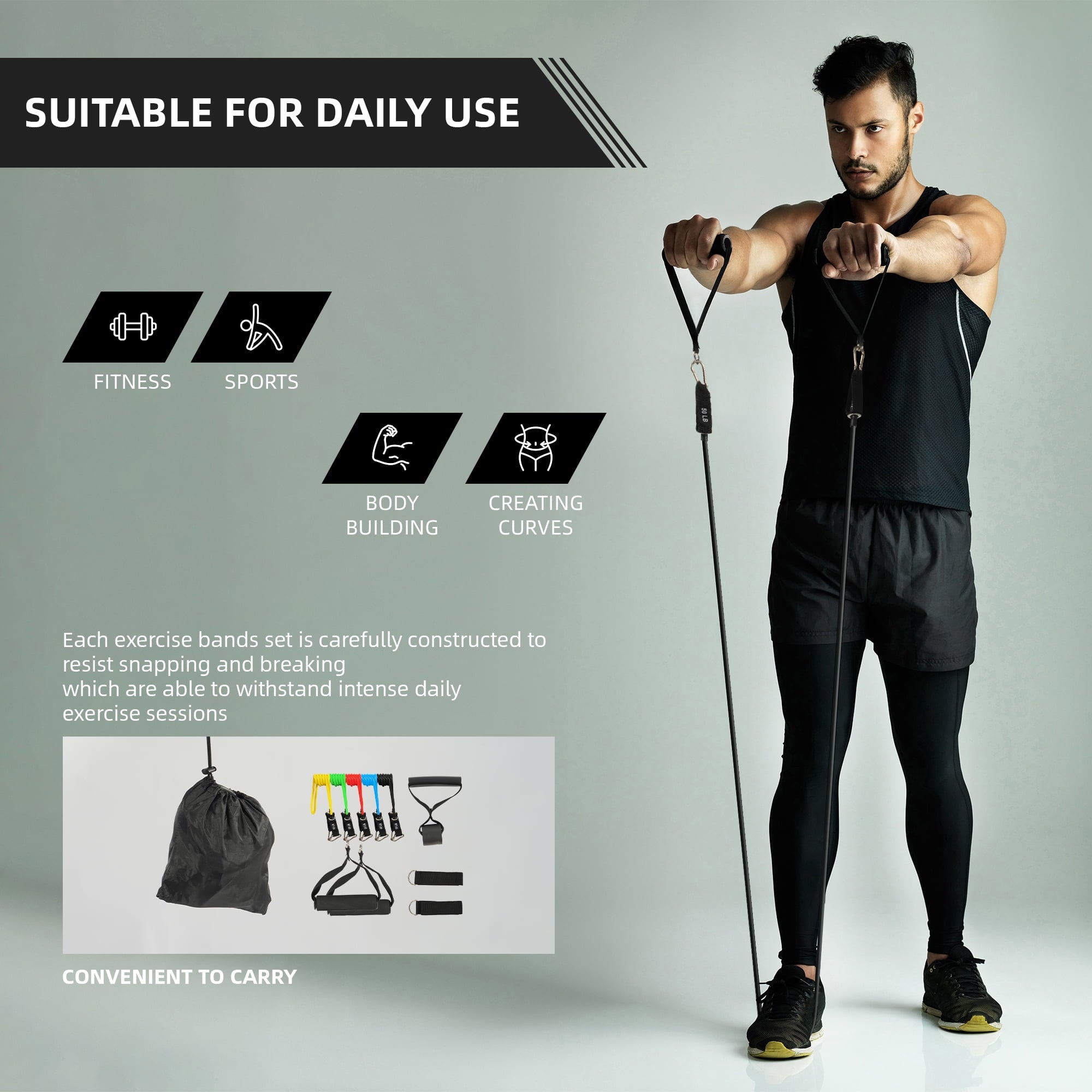 kibhous Resistance Bands Set Exercise Bands with Handles Heavy Resistance Training Physical Therapy Home Workouts