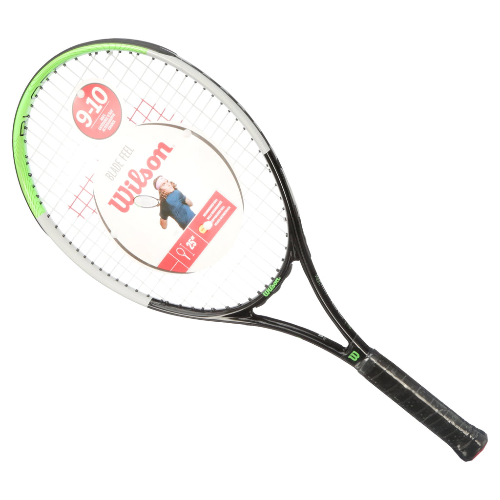 Wilson Blade Feel 25" Junior Tennis Racket - Green & Black (Ages 9-10), 100 sq in, 9.1oz