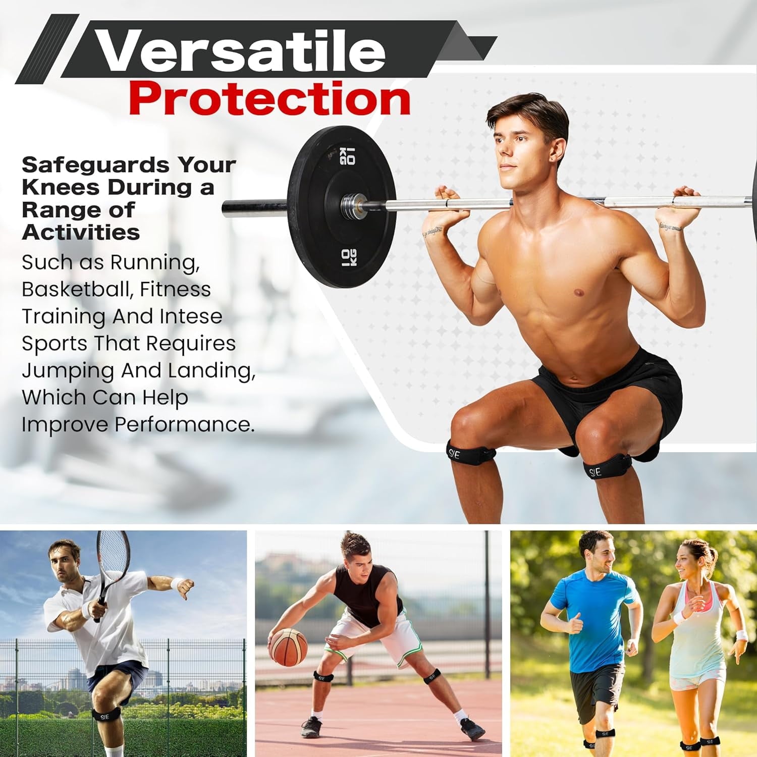 Special Essentials Patellar Tendon Adjustable Pain Relieving Knee Support Strap  Knee Brace, One Size, 2 Pack