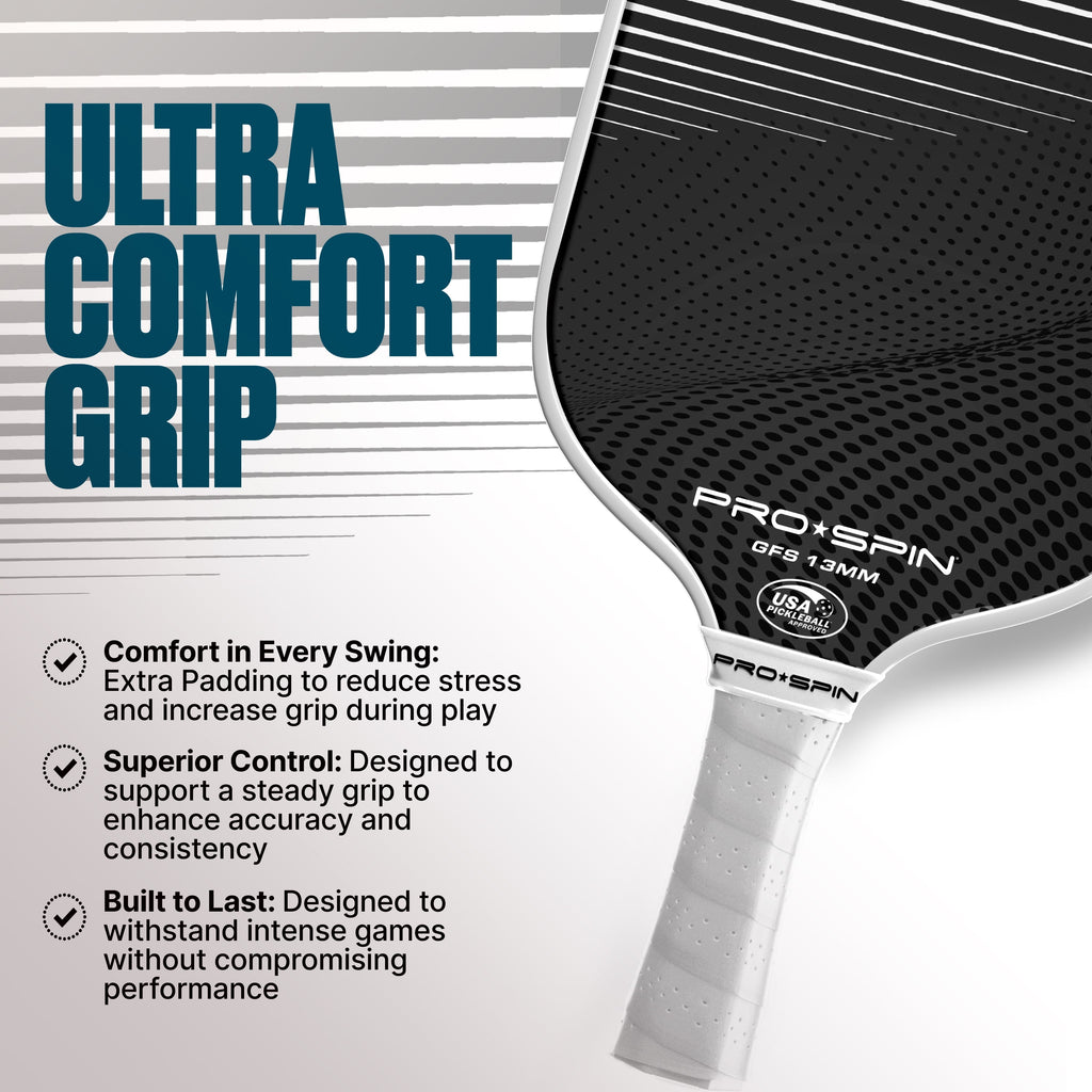 PRO SPIN Pickleball Paddles - Set of 2 USAPA-Approved Graphite Carbon Pickle Ball Paddles (White/White), 4 High-Performance Pickleball Balls, Durable Bag for Rackets & Balls - Great Gift