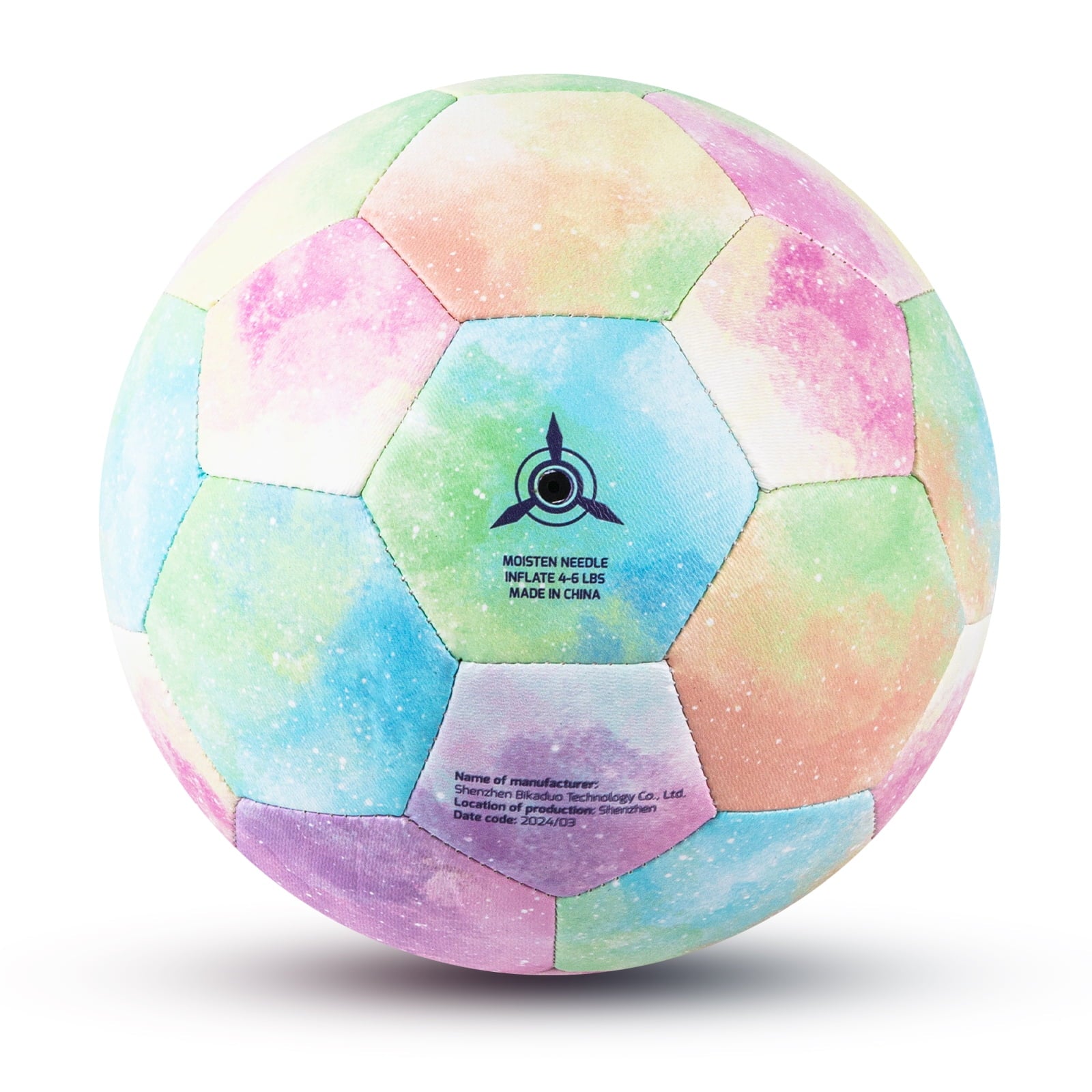 PP PICADOR Soccer Ball Size 4, Colorful Rainbow Kids Soccer Ball with Pump
