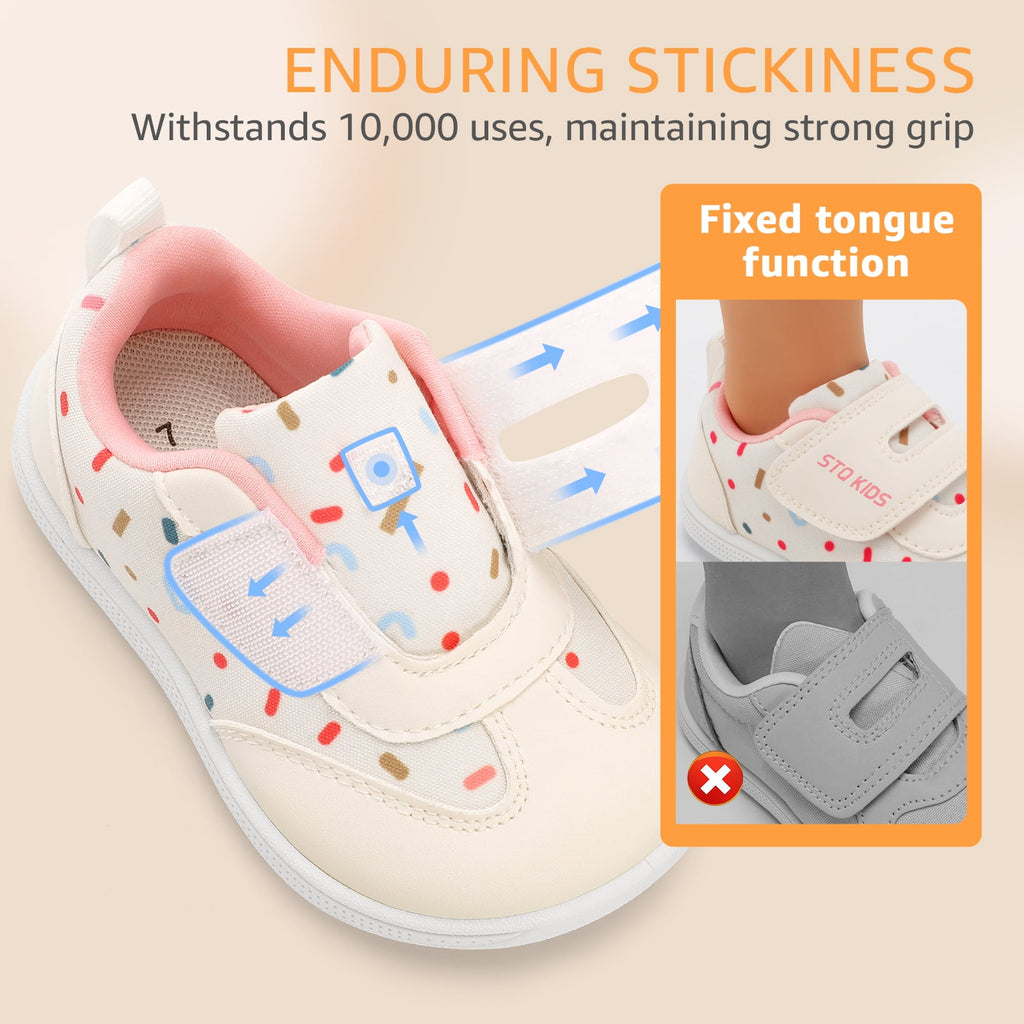 STQ KIDS Toddler Wide Toe Box Shoes Girls Barefoot Shoe Girl Sneakers Little Kids Walking Running Tennis Athletic Shoes Non-Slip Zero Drop Breathable School Sneaker Beige Toddler Size 8 US