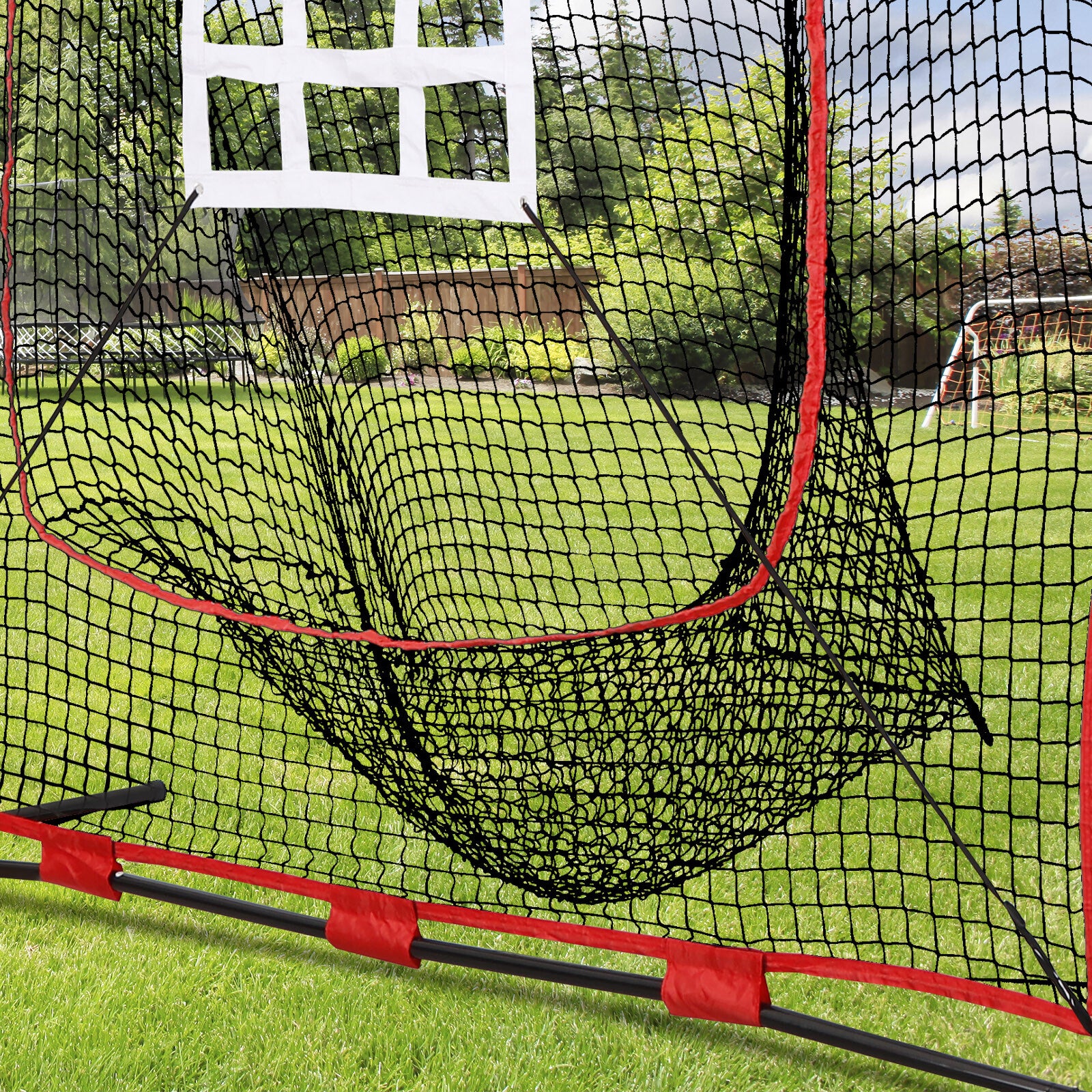 ZenSports 7x7FT Baseball Softball Practice Net Portable Pitching Net W/White Strike Zone Target