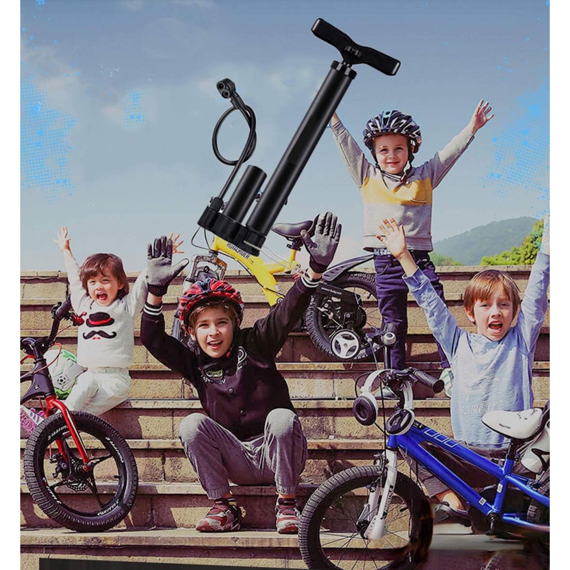Bike Pump, Air Bicycle Pump Inflator for Presta and Schrader Valve Tire Ball Bike Portable Pumps 160PSI & 11BAR