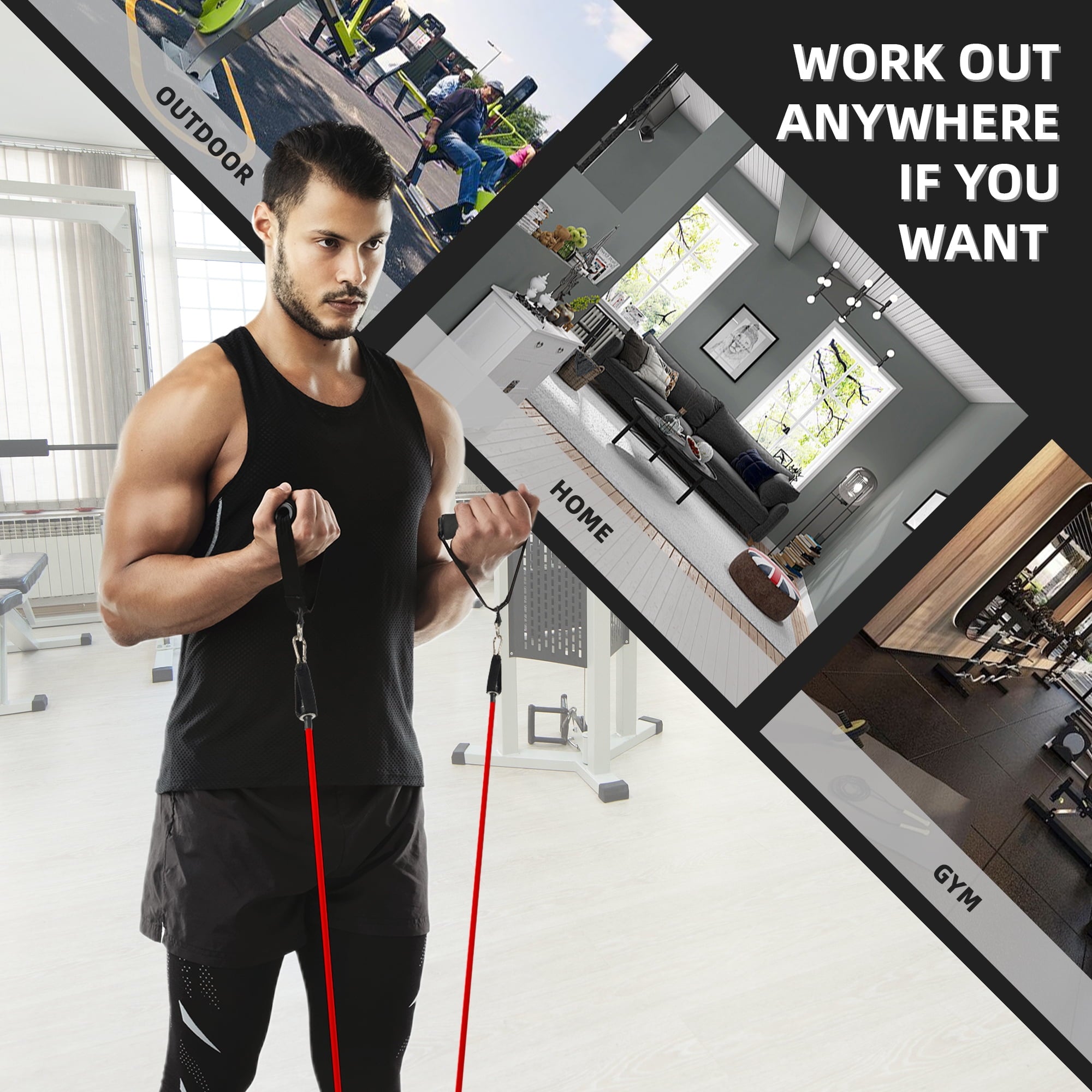 kibhous Resistance Bands Set Exercise Bands with Handles Heavy Resistance Training Physical Therapy Home Workouts