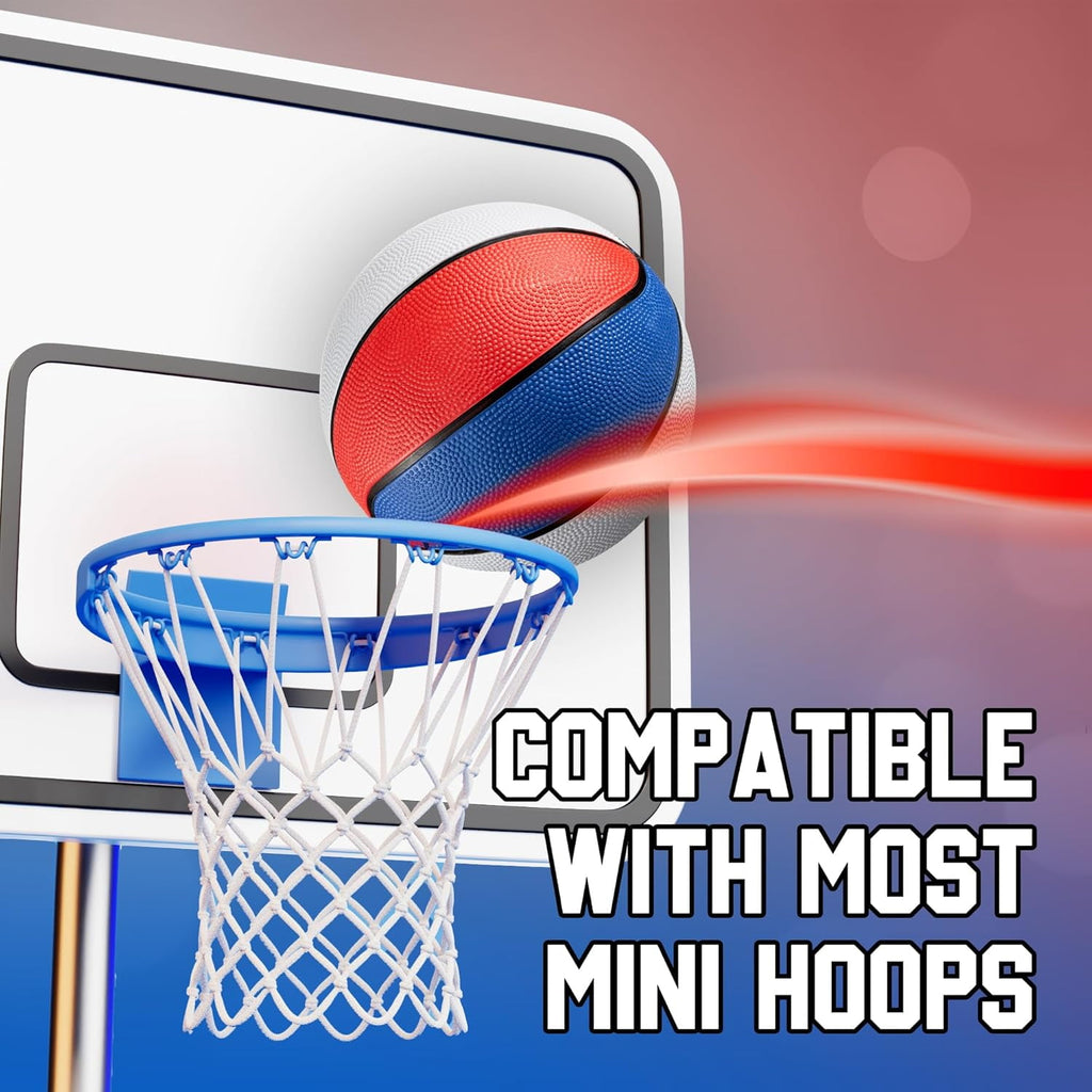 3-Pack Rubber Mini Basketballs 7-Inch with Pump, For Mini Hoops & Pool & Arcade Game Basketballs, – Indoor/Outdoor, Kids & Toddlers