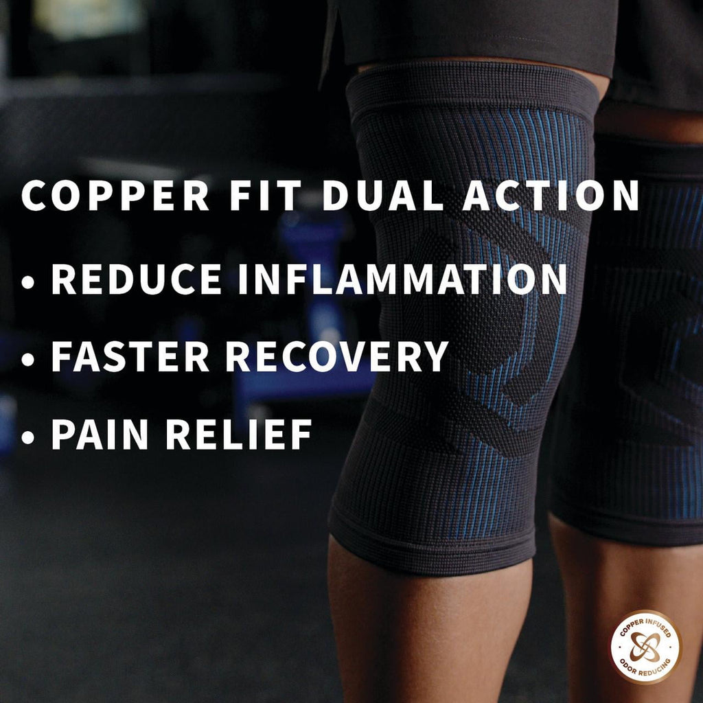 Copper Fit Dual Action Knee Support Compression Sleeve: Stability, Arthritis & Tendinitis (Black S/M)