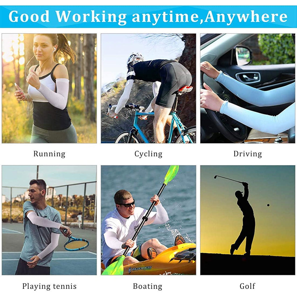 TiokMc 5 Pairs Cooling UV Protection Sun Sleeves, Long Arm Covers for Men & Women, Outdoor Sports Running Golf Cycling Basketball Fishing Driving