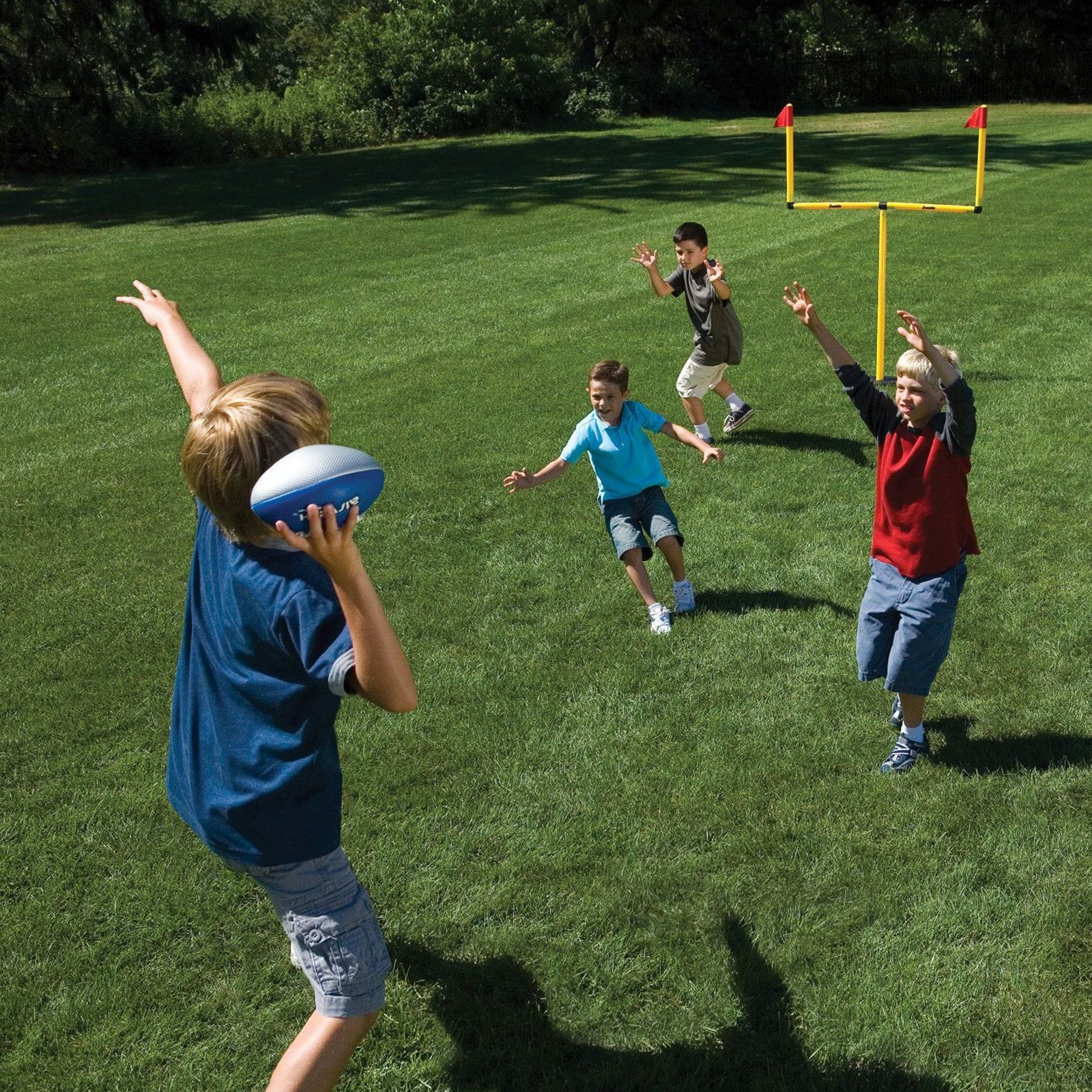Franklin Sports Kids Football Field Goal Goalpost Set with Mini Football Kicking Cage