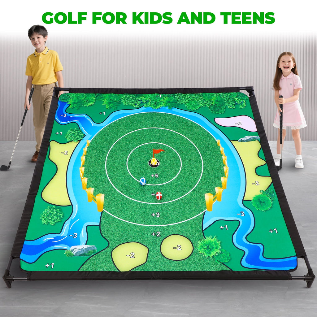 Golf Chipping Game Set, The Original Portable Golf Game for Chipping Practice for Junior Golfers, Outdoor & Indoor (Free Adjustable Club x1)