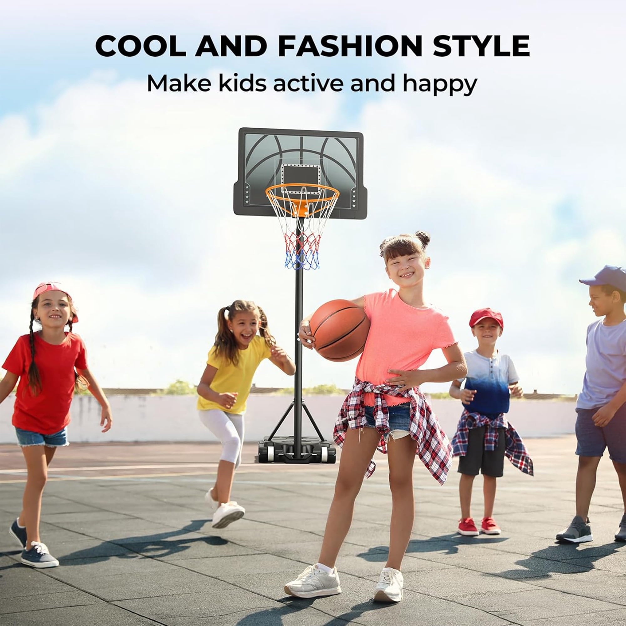 Toremore 30" Portable Kid Basketball Hoop Outdoor, 3.6-7 FT Height Adjustable Basketball Hoop Outdoor Indoor for Kids, Teens, Youth