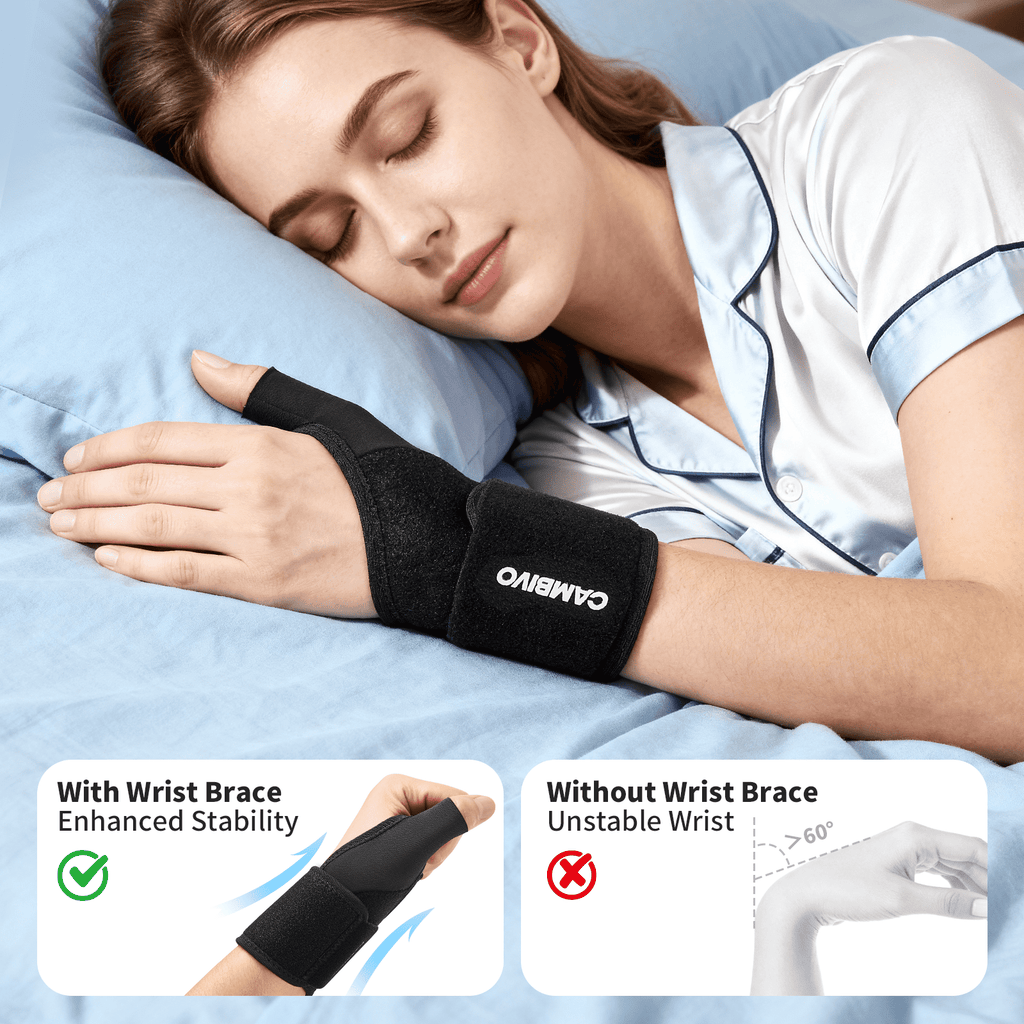 CAMBIVO Wrist Brace, Stabilizing Adjustable Wrist Support, All-day Wear One Size Fits Most Black 2 Pack
