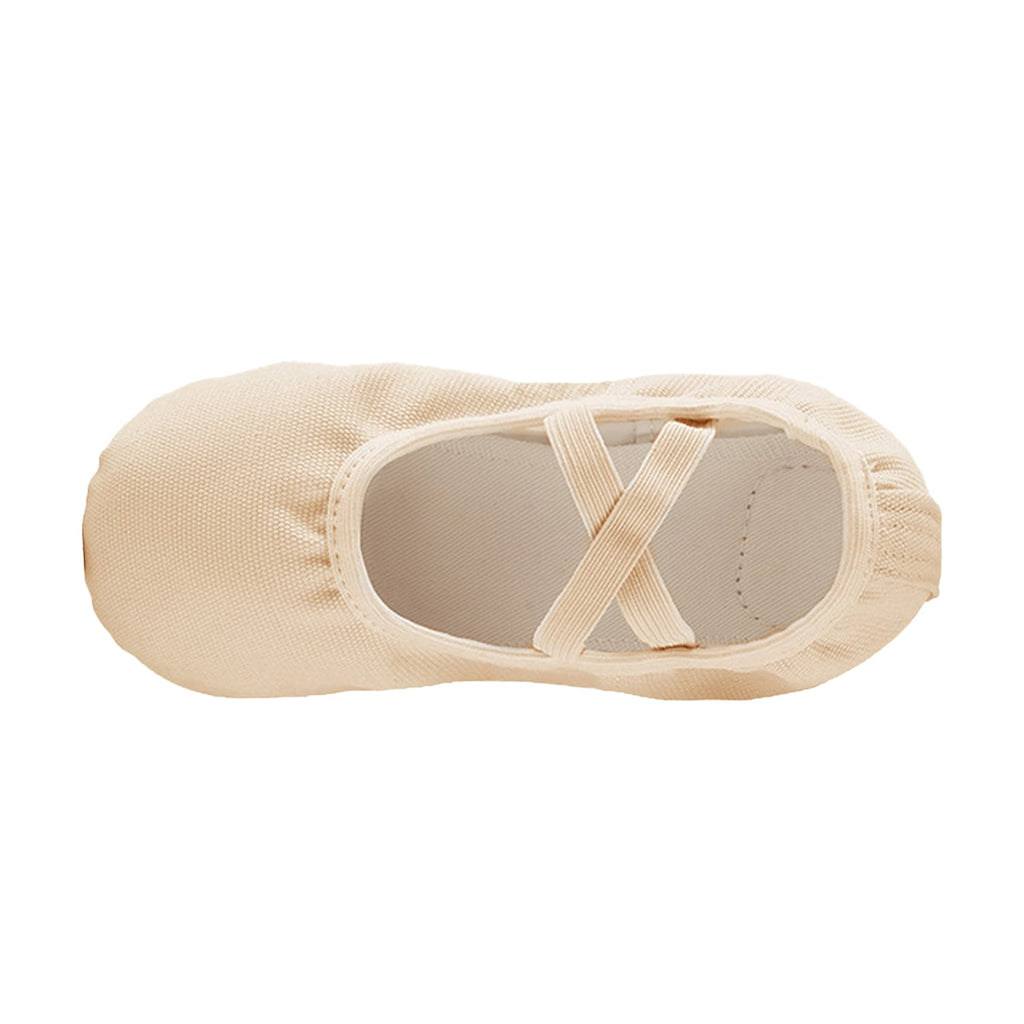 Missfiona Girls Ballet Shoes Canvas No-Tie Ballet Slippers Dance Shoes for Toddler/Little Kid/Big Kid/Boy(1M,Nude)