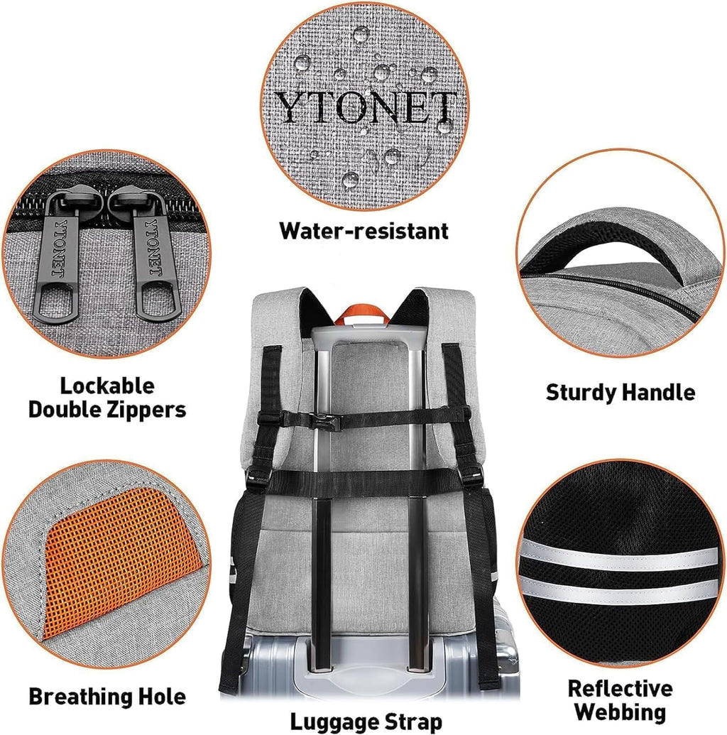 Ytonet Travel Backpack for Men & Women, Water-Resistant Sports Backpack with Shoe Compartment, Fits 15.6-inch Laptop – Ideal for Workouts, Camping, Hiking, Gray