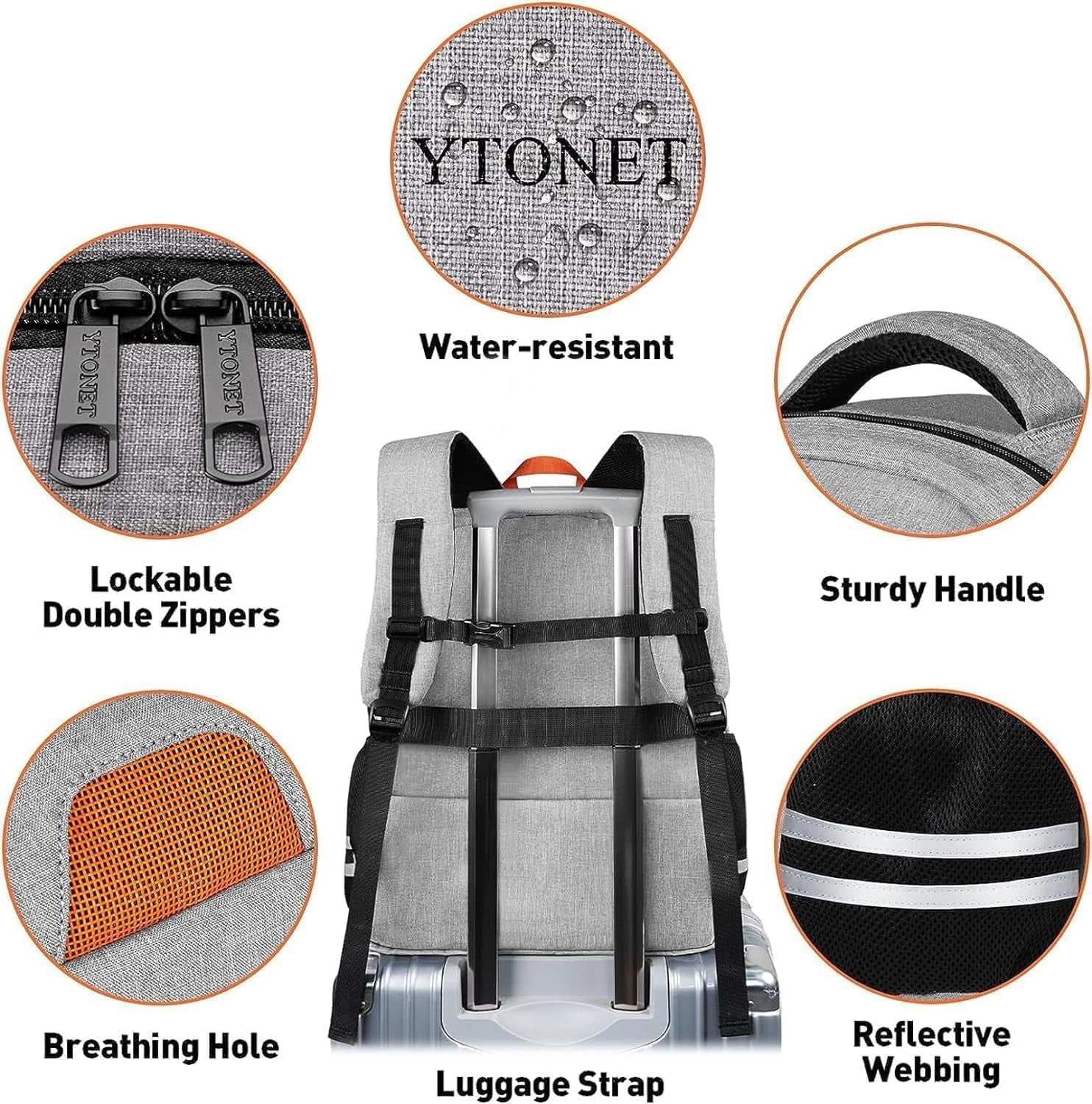 Ytonet Travel Backpack for Men & Women, Water-Resistant Sports Backpack with Shoe Compartment, Fits 15.6-inch Laptop – Ideal for Workouts, Camping, Hiking, Gray