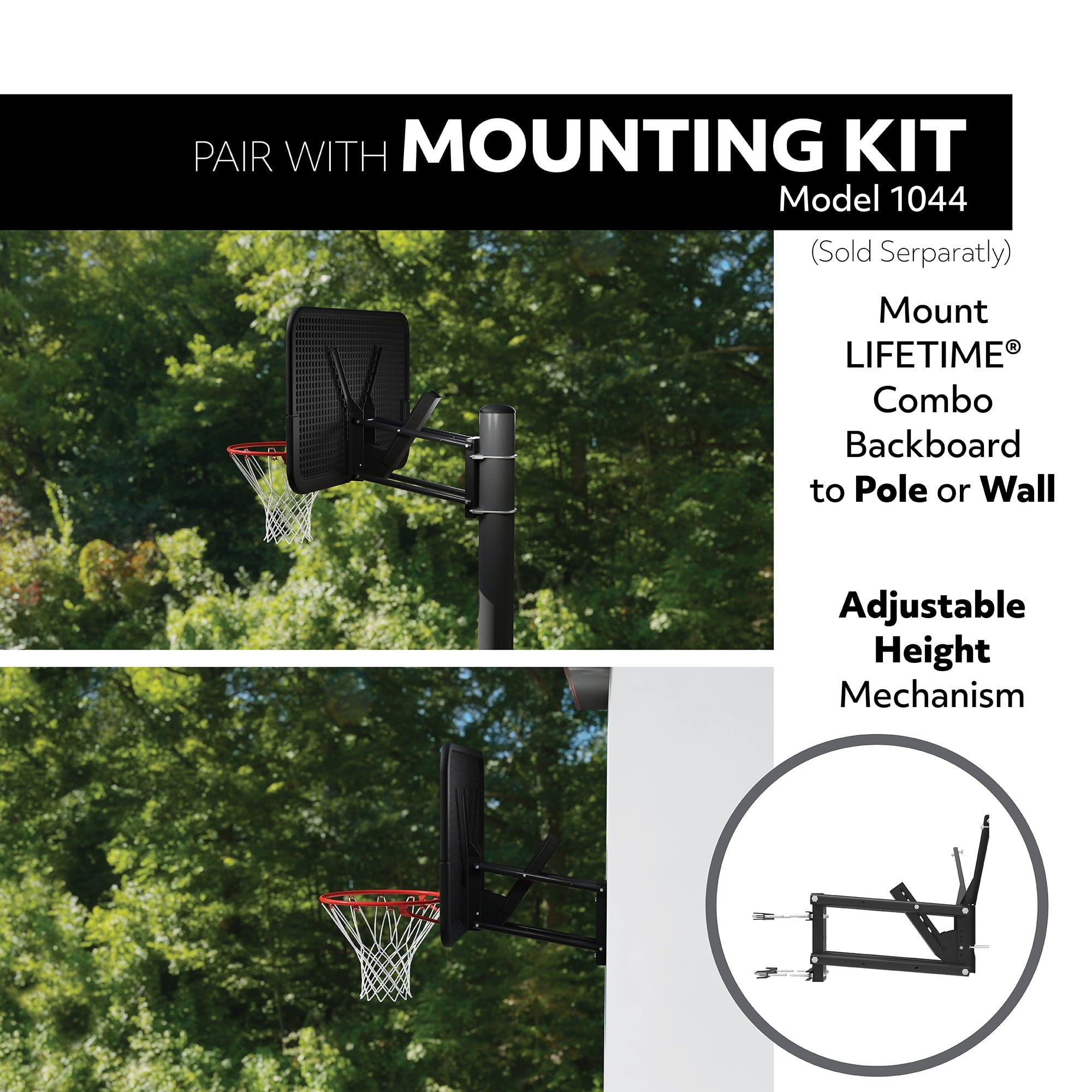 Lifetime Impact 44" Polyethylene Basketball Backboard and Rim Combo, (Model 90703)-Outdoor Play, 1 per pack