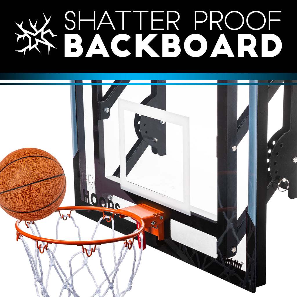 Franklin Sports Wall Mounted Mini Basketball Hoop Shatter Resistant Backboard Adjustable Height