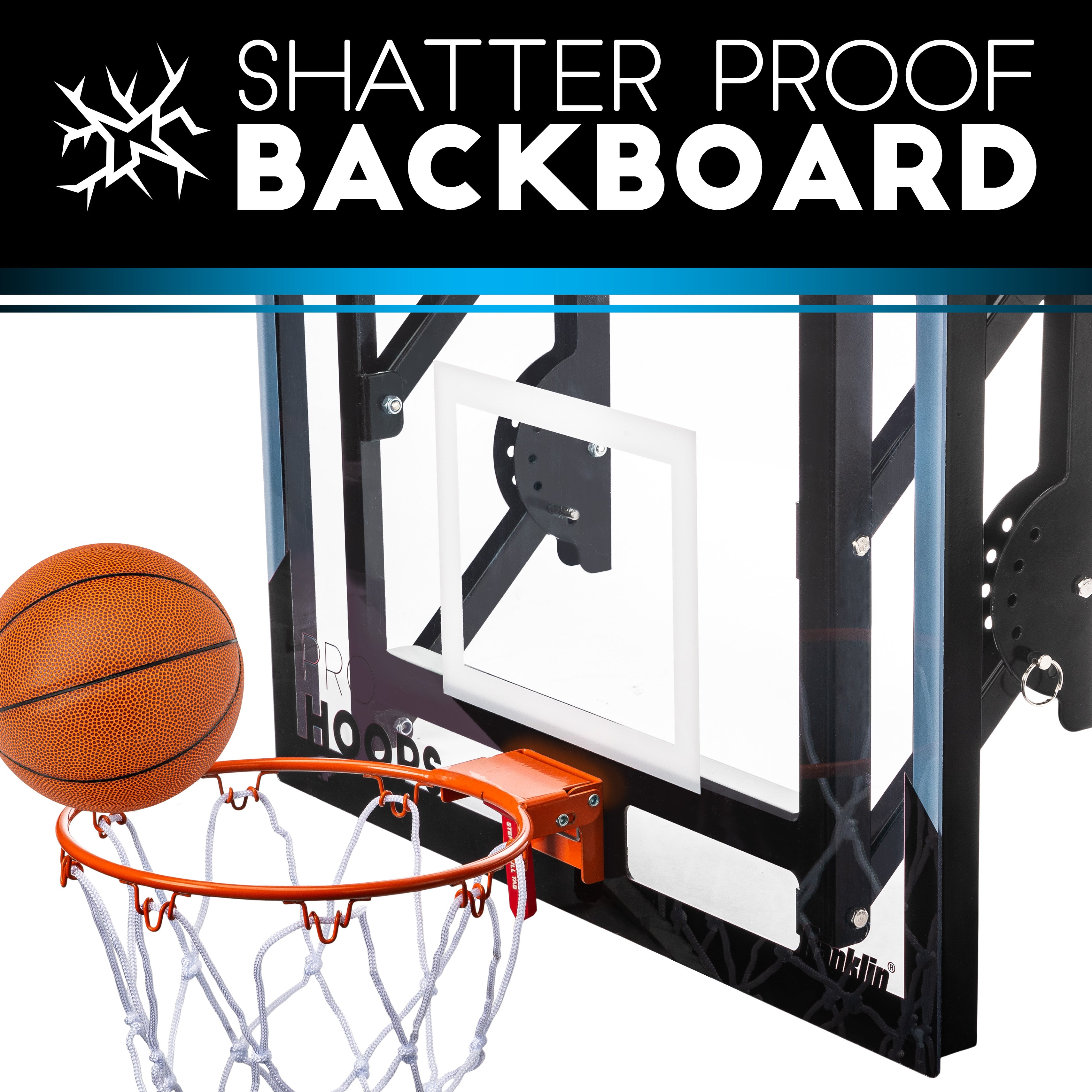 Franklin Sports Wall Mounted Mini Basketball Hoop Shatter Resistant Backboard Adjustable Height