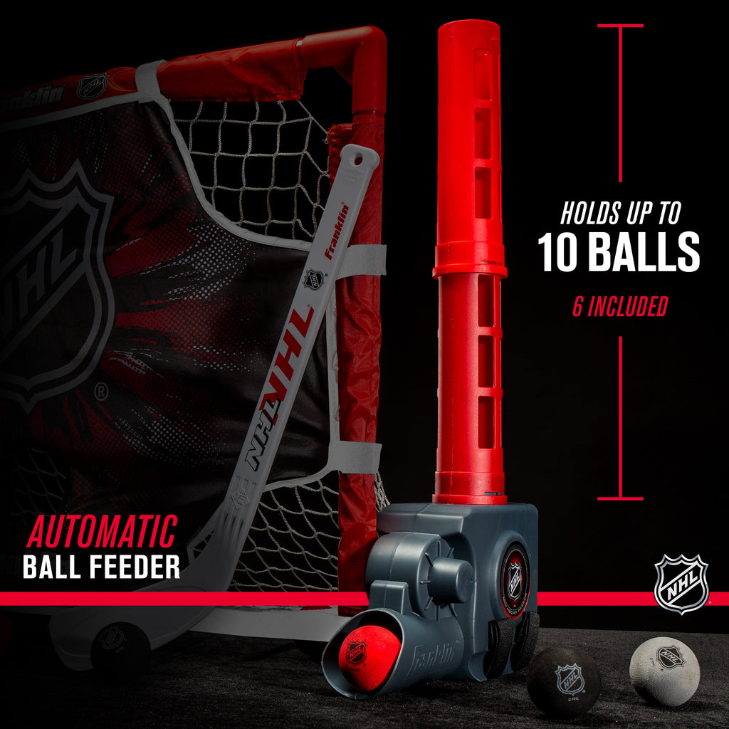 Franklin Sports Knee Hockey Goal Set - Mini Hockey Stick Set - Automatic Ball Passer, Goal & Target Set