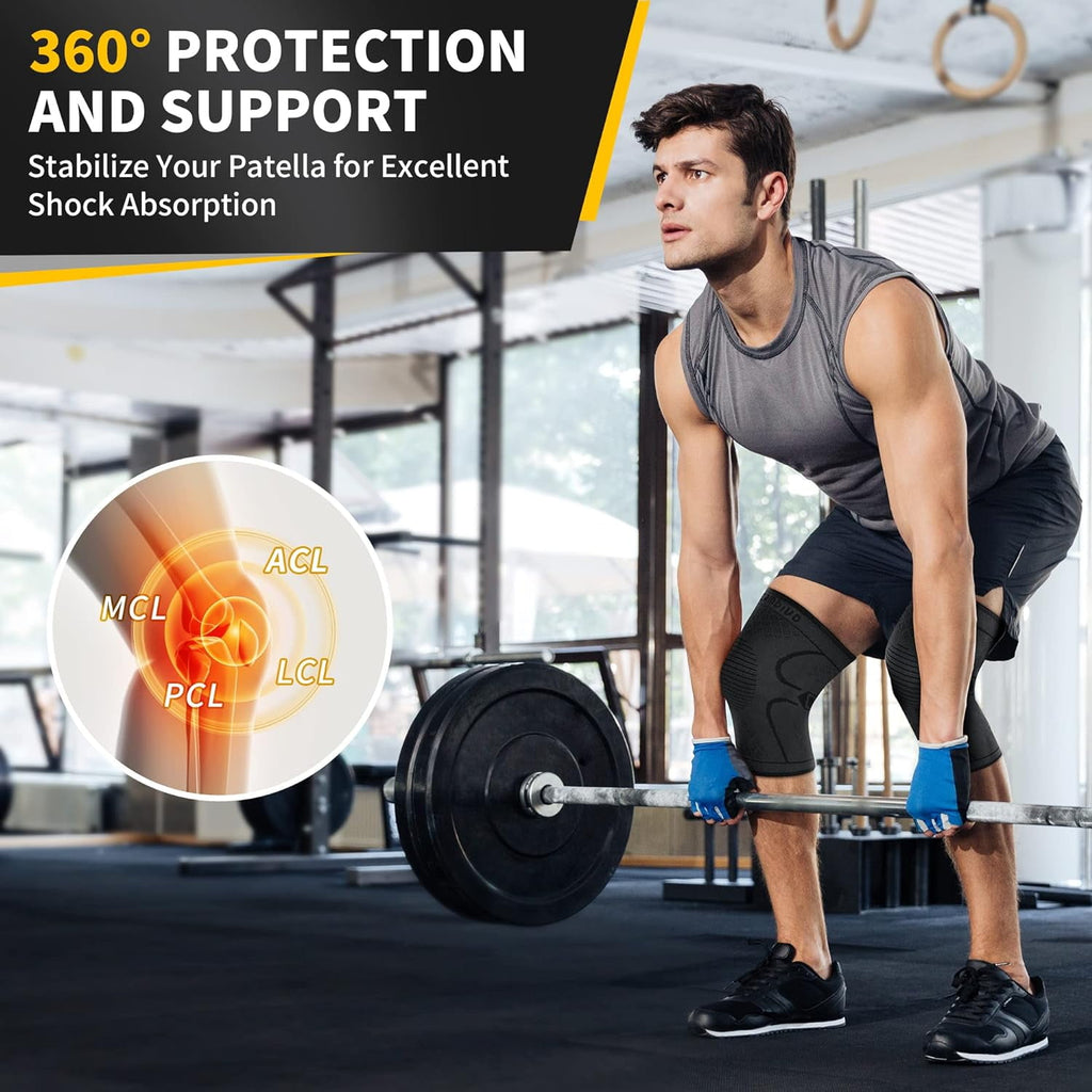 CAMBIVO Knee Brace x2, Compression Knee Sleeve Support for Running, Meniscus Tear, Arthritis, Joint Pain Relief, S-XL