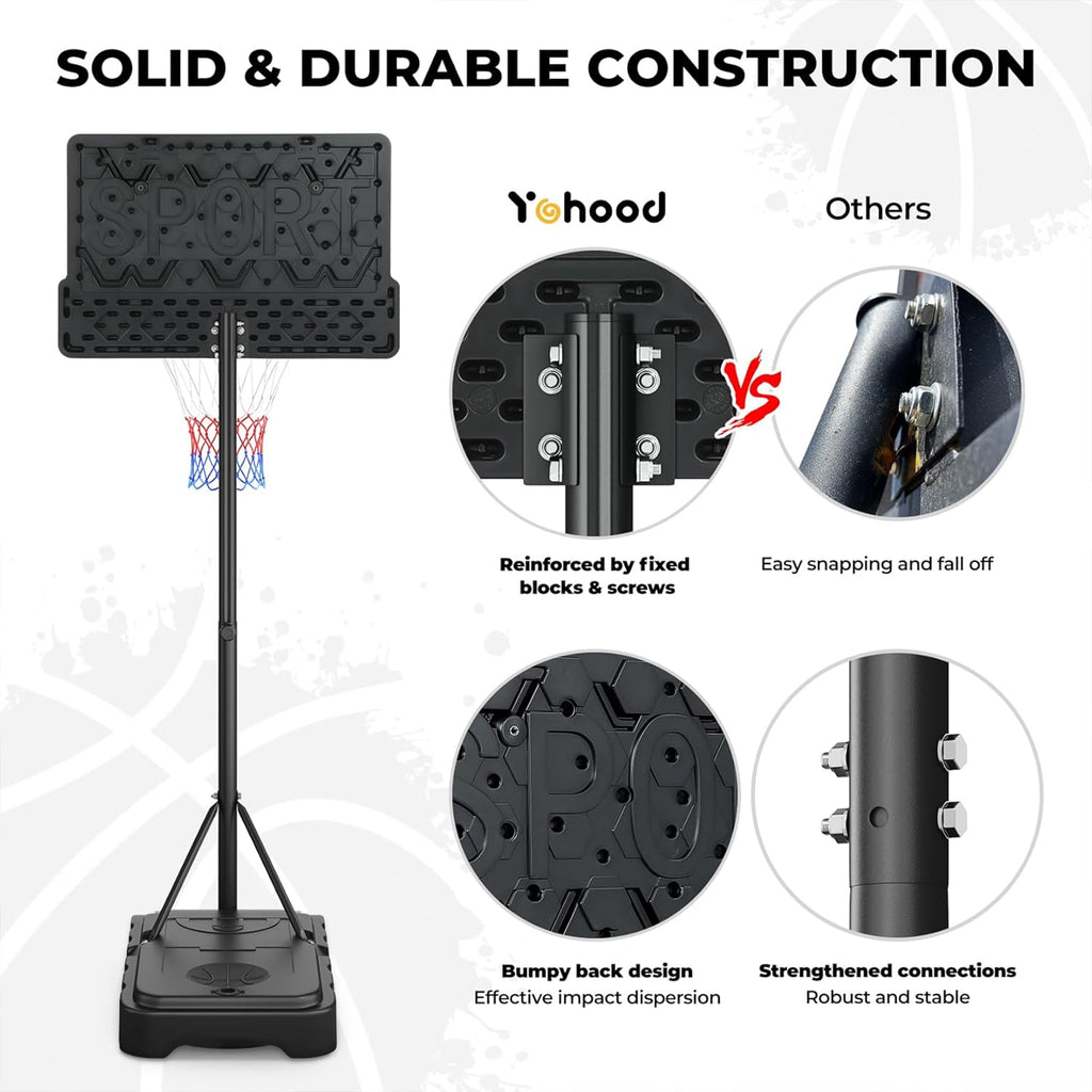 Toremore 30" Portable Kid Basketball Hoop Outdoor, 3.6-7 FT Height Adjustable Basketball Hoop Outdoor Indoor for Kids, Teens, Youth