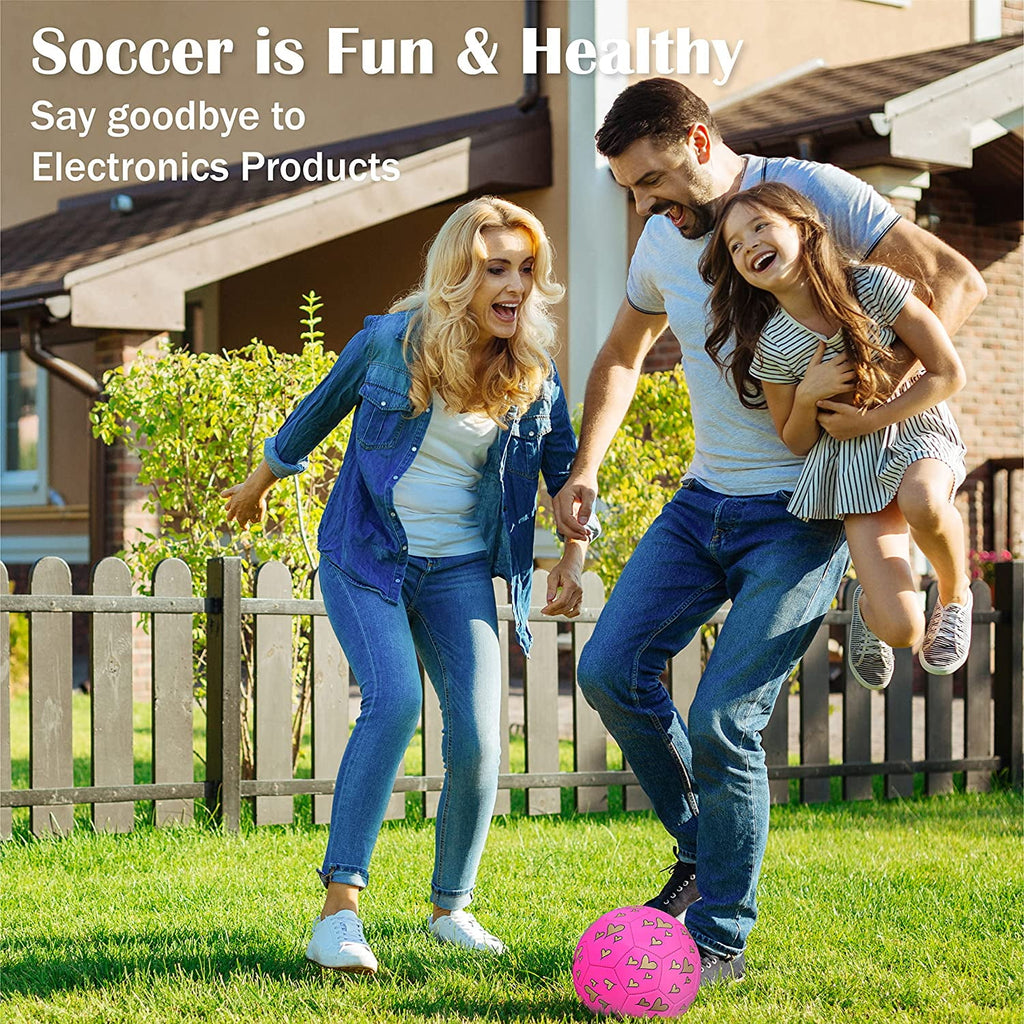 PP PICADOR Pink Heart Cartoon Soccer Ball Toy with Pump, Size 3