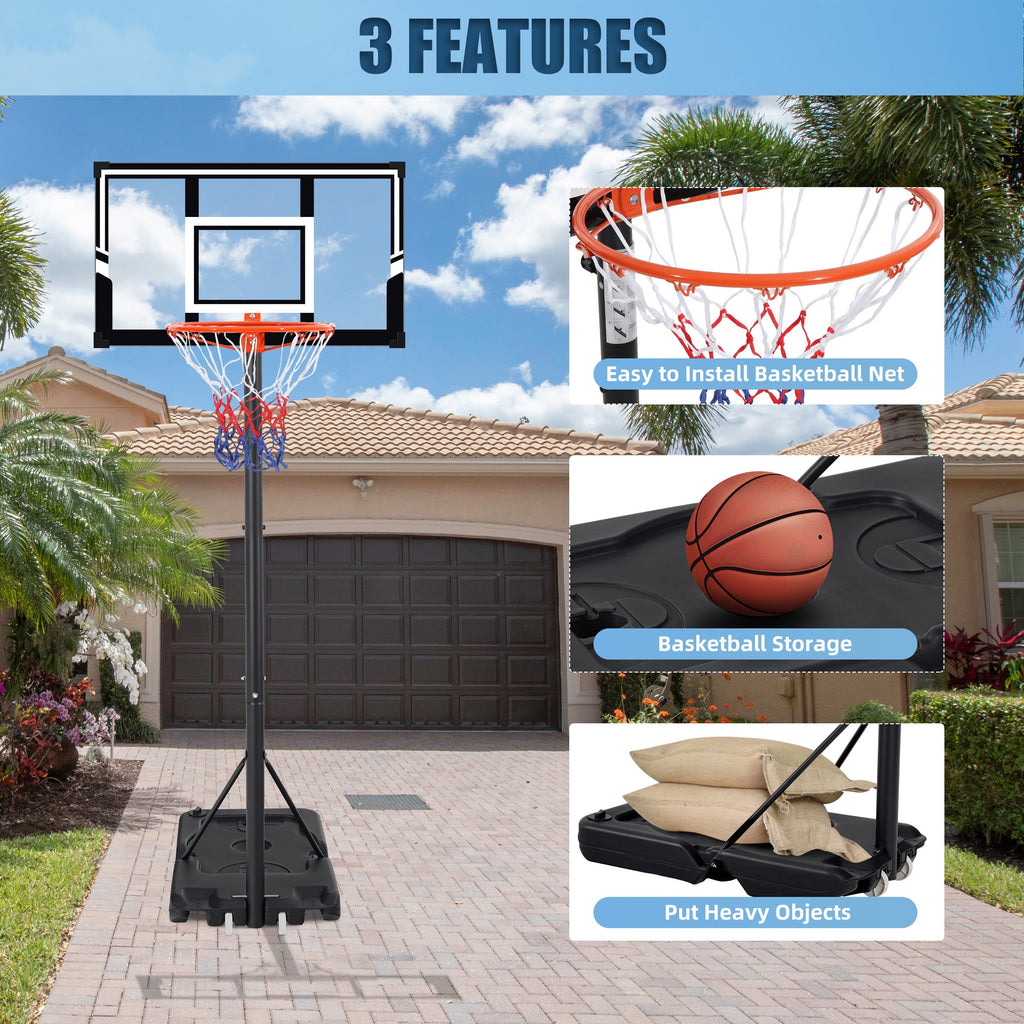 Portable Basketball Hoop Outdoor, SEGMART 3.3Ft-10Ft Height Adjustable Swimming Pool Basketball Hoop Goal System with PE Backboard for Kids Youth Adults Play in Backyard/Courts/Indoor