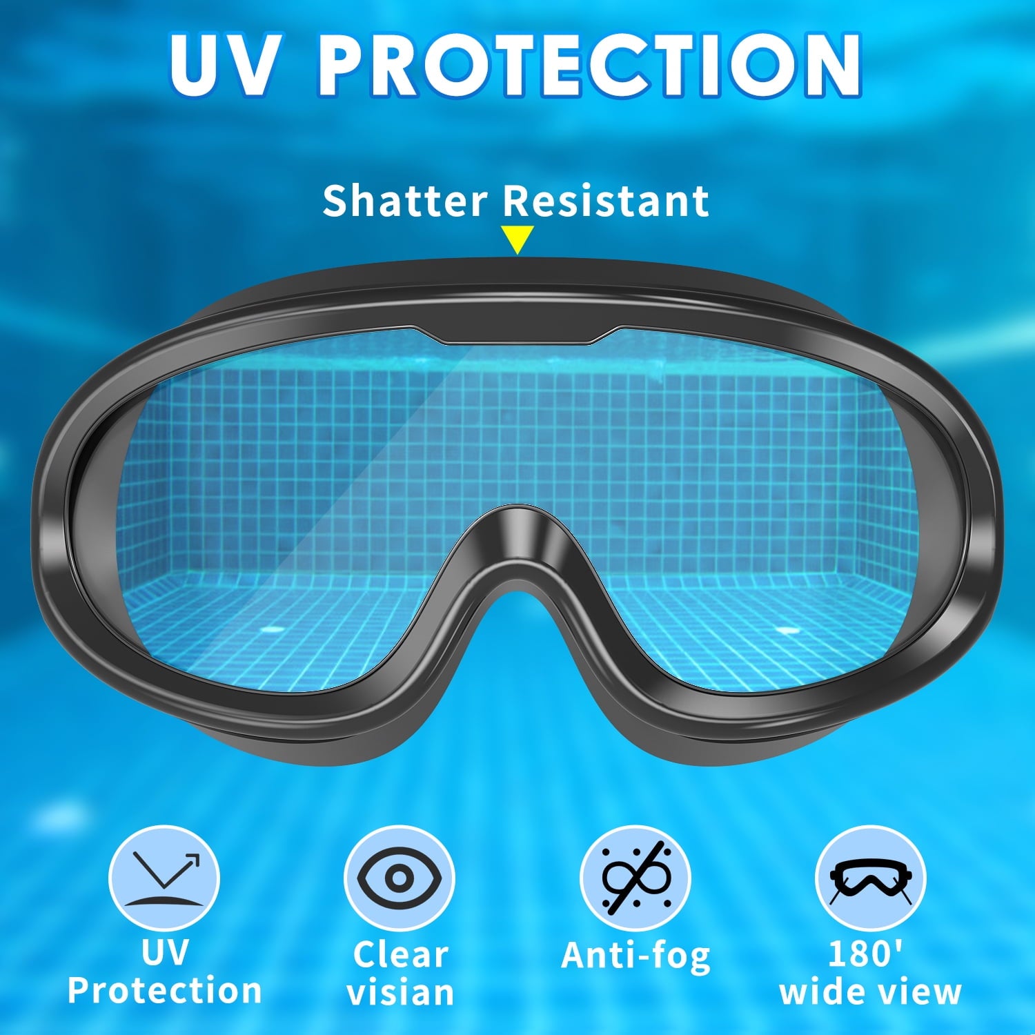 GPED Swim Goggles, 2 Pack Anti-Fog Waterproof Anti-UV Clear Vision Silicone Swimming Goggles for Adult Women Men