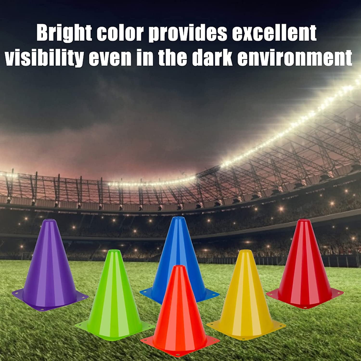 Fabulas Sports Soccer Cones, 7'' Pack of 24, Plastic Safety Training Cone Colorful