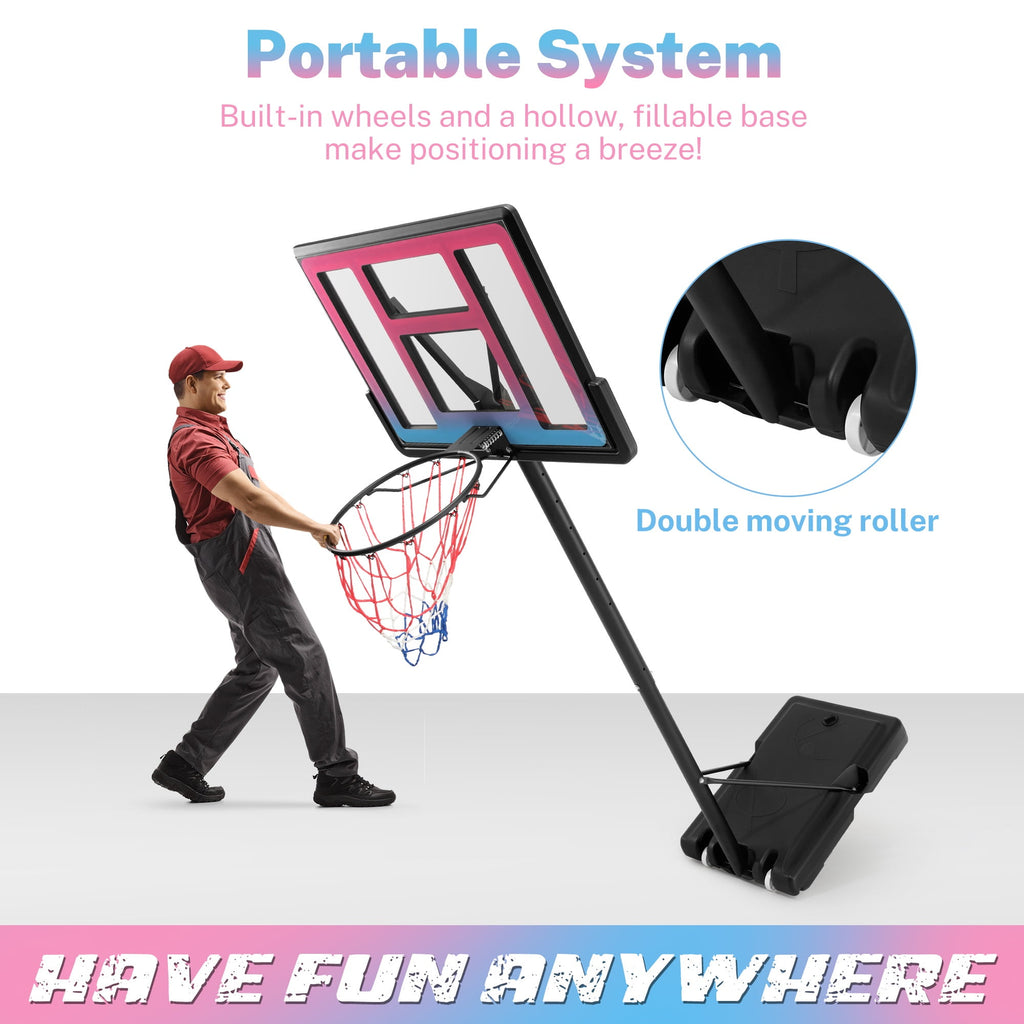 Portable Basketball Hoop Outdoor for Kids and Adults, Segmart 44 inch Basketball Hoop for Backyard, 4.9Ft-10FT Height Adjustable Basketball Goal System with Shatterproof Backboard, Larger Base