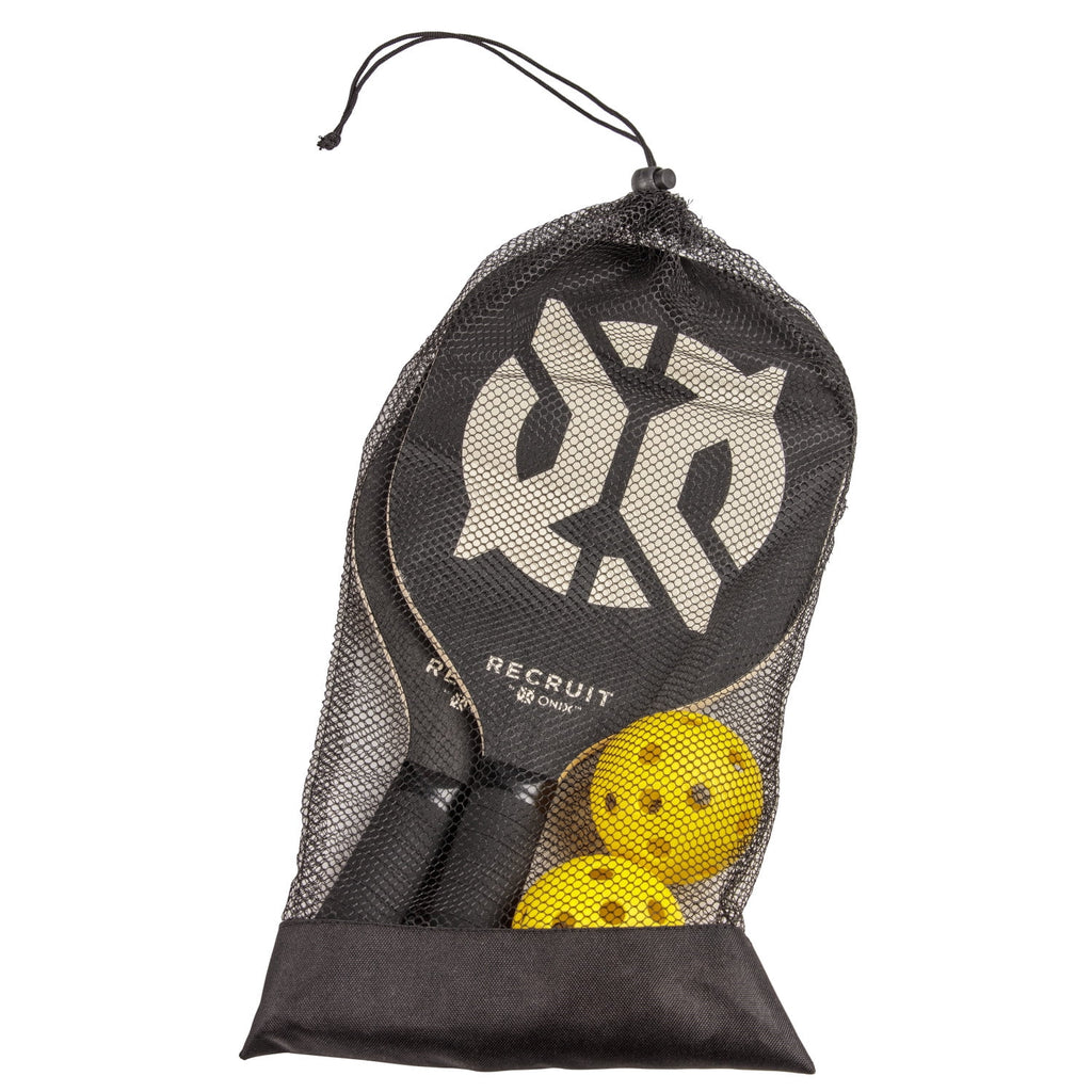 Recruit by ONIX Wood Pickleball Starter Set for All Ages and Levels to Learn to Play, Black