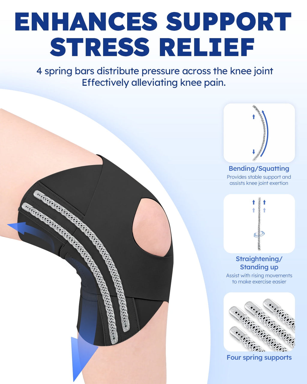 Goldeer Cross-Strap Knee Brace with Dual Spring Support, Adjustable Knee Support for Sports, Hiking & Daily Pain Relief, Lightweight Breathable Stabilizer for Men & Women
