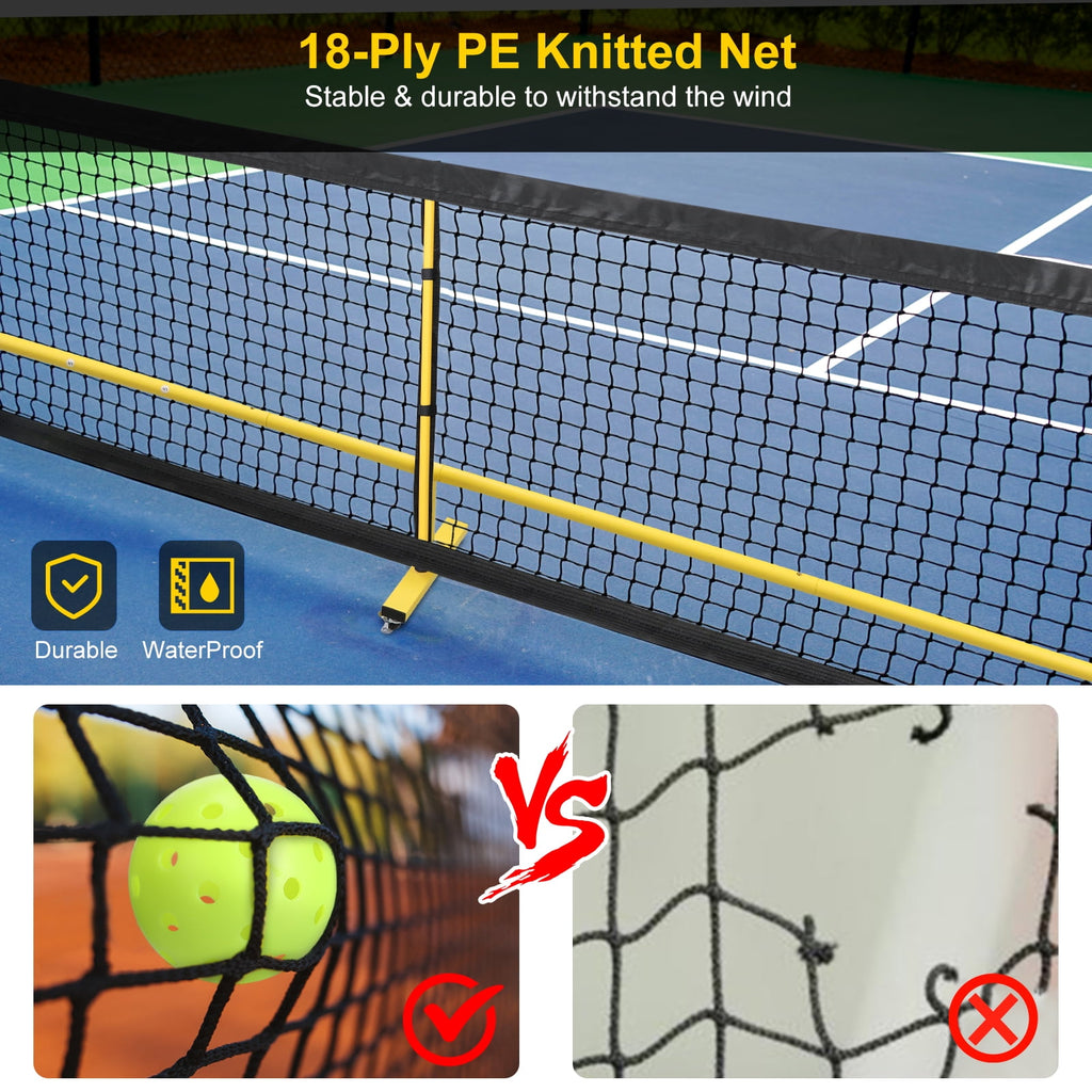 GIKPAL 22FT Portable Pickleball Net Set w/ Locking Wheels - Complete Beginner Kit (Net, 4 Paddles, 6 Balls, Bag, Line Markers)
