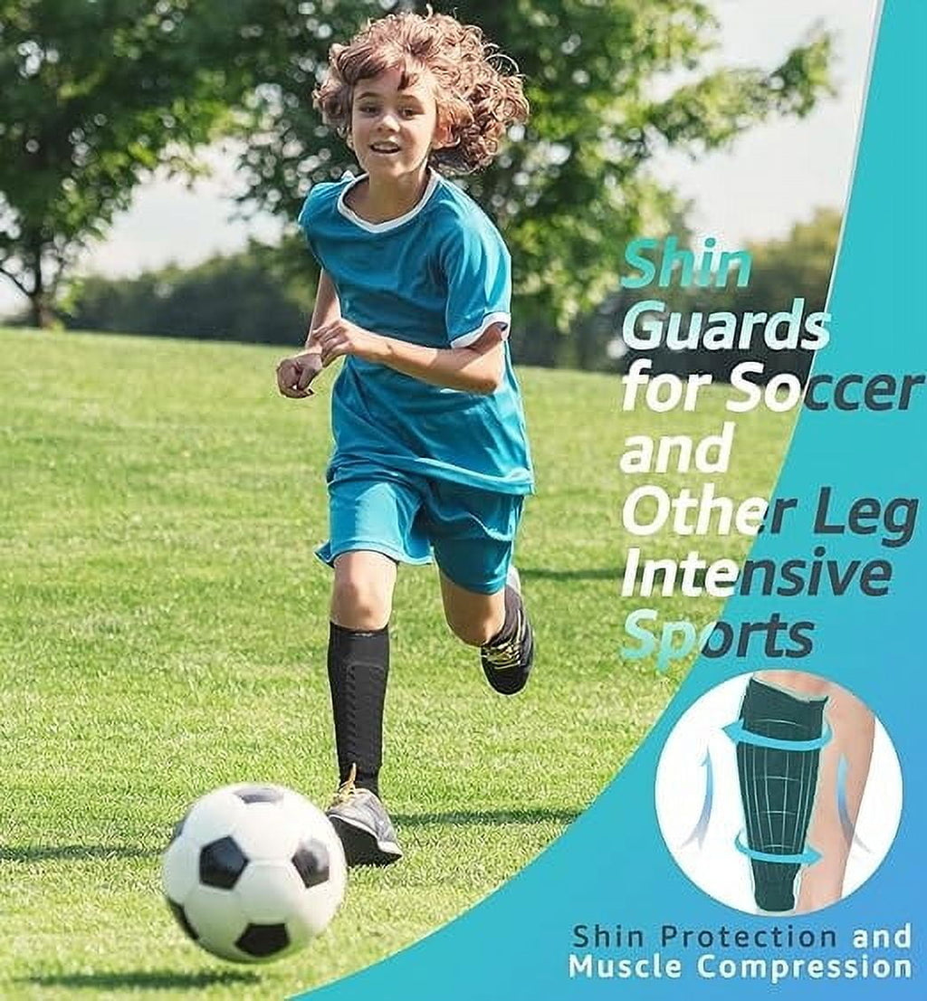 Soccer Shin Guards Shin Pads for Kids Youth Adult, Calf Compression Sleeve with Honeycomb Pads, Support for Shin Splint Baseball Boxing MTB, Lightweight ( 1Pair, Black, M)