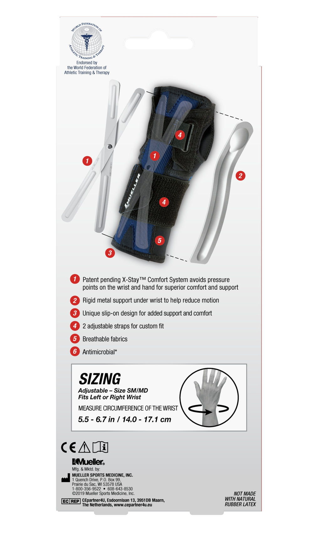 Mueller X-Stay Wrist Stabilizer, Black, Small/Medium