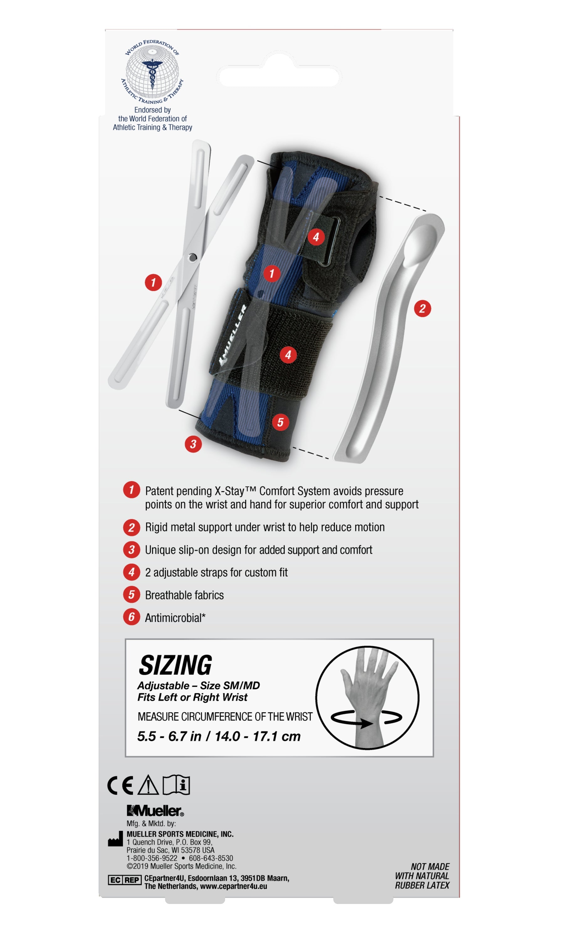 Mueller X-Stay Wrist Stabilizer, Black, Small/Medium