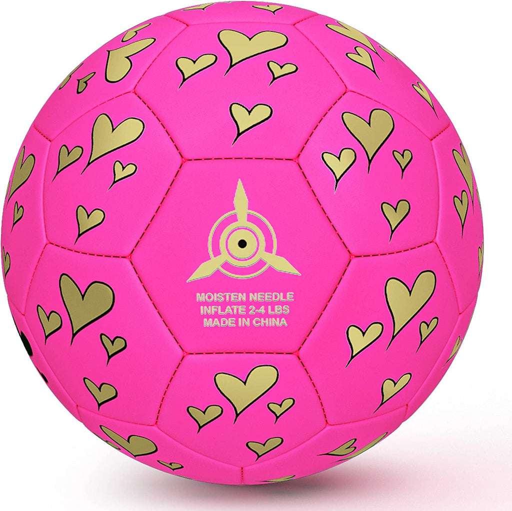 PP PICADOR Pink Heart Cartoon Soccer Ball Toy with Pump, Size 3
