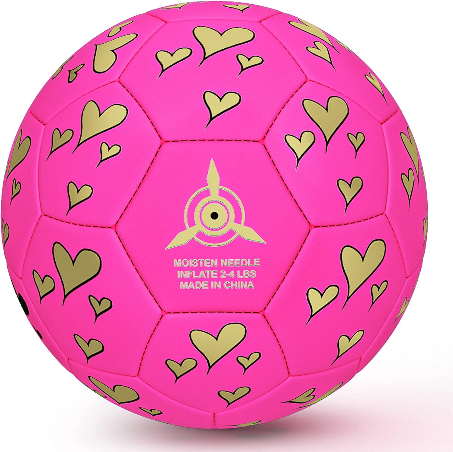 PP PICADOR Pink Heart Cartoon Soccer Ball Toy with Pump, Size 3