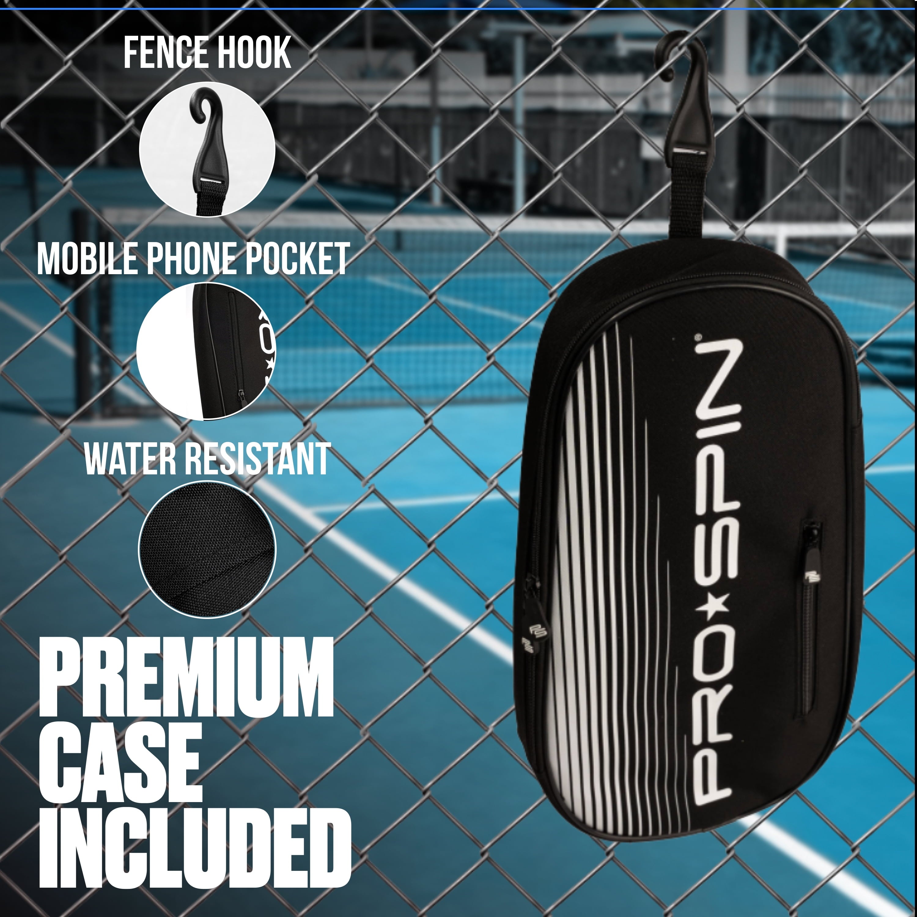 PRO SPIN Pickleball Paddles - Set of 2 USAPA-Approved Graphite Carbon Pickle Ball Paddles (White/White), 4 High-Performance Pickleball Balls, Durable Bag for Rackets & Balls - Great Gift