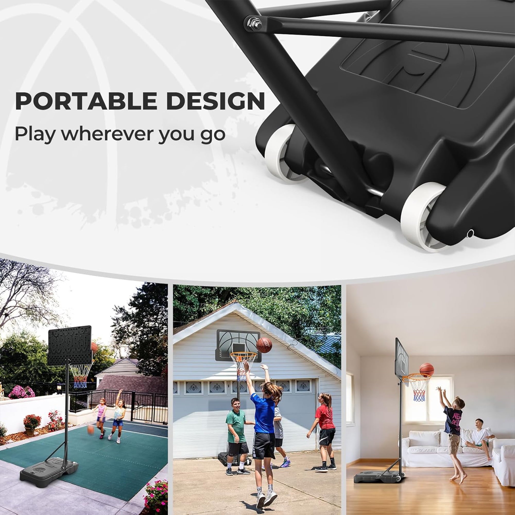 Toremore 30" Portable Kid Basketball Hoop Outdoor, 3.6-7 FT Height Adjustable Basketball Hoop Outdoor Indoor for Kids, Teens, Youth