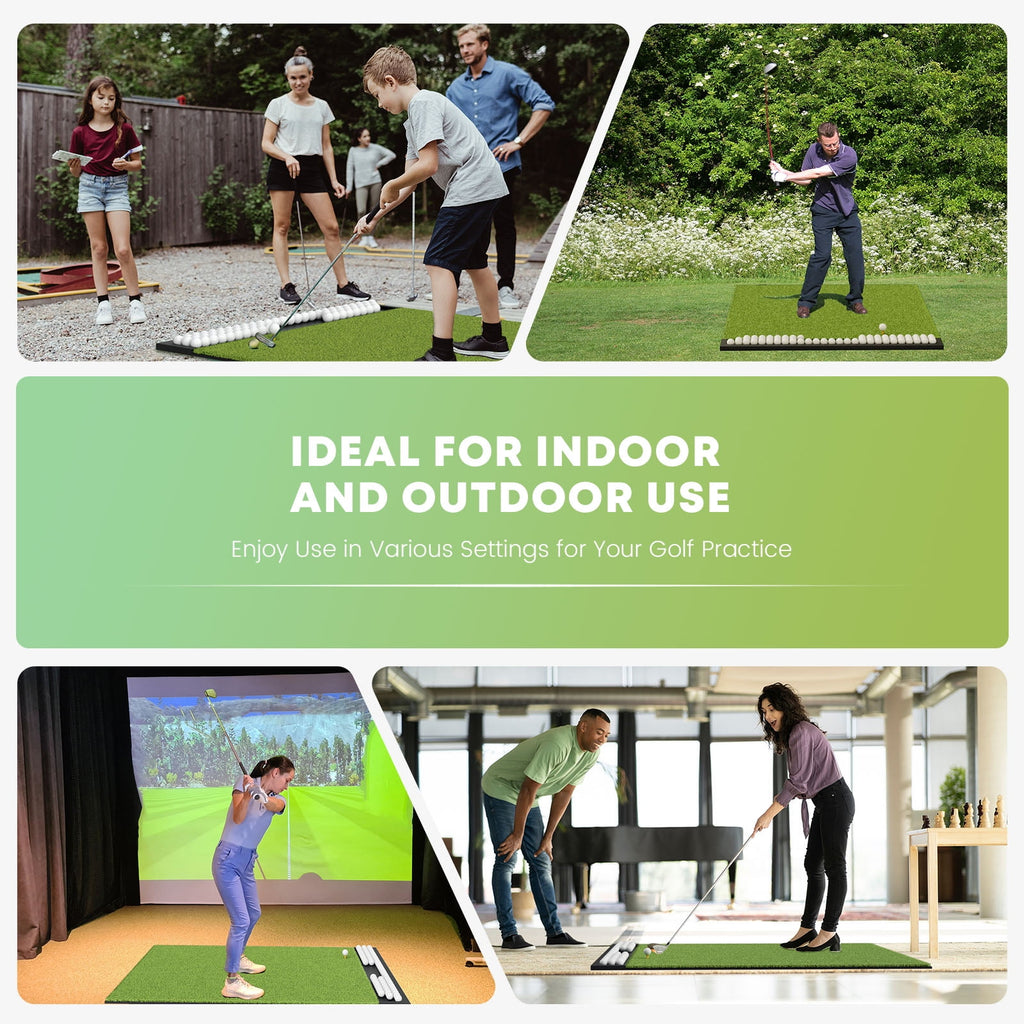 OKESAM 5x4 Feet Golf Mat with Ball Tray, Thickening Artificial Turf for Hitting, Driving, Chipping
