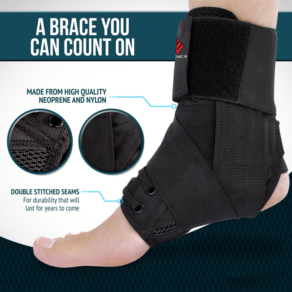 NEENCA Ankle Brace, Lace Up Adjustable Support – for Running, Basketball, Injury Recovery, Sprain! Ankle Wrap for Men, Women, and Children (Large)